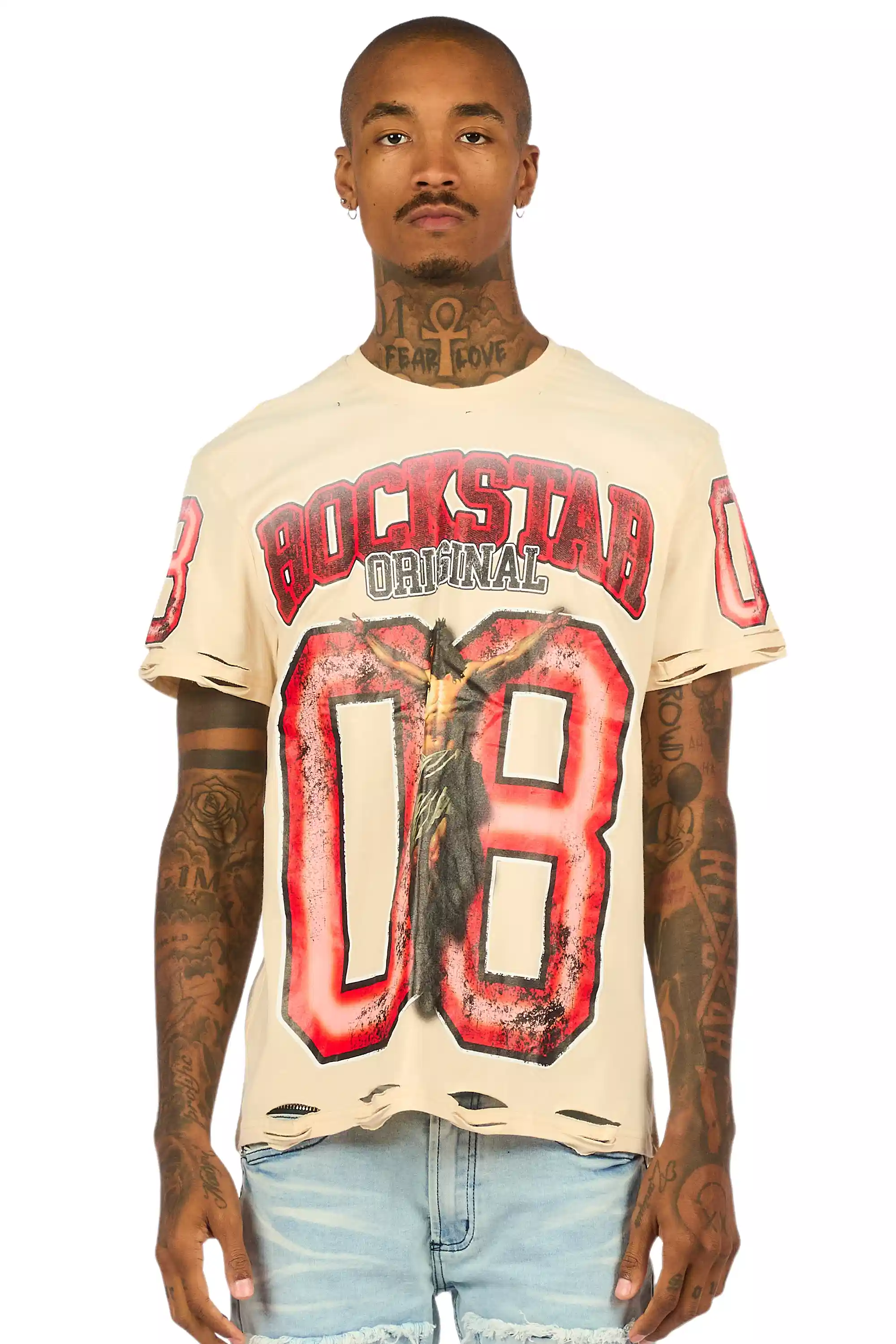 Fields Beige Oversized Graphic T-Shirt - Image 2