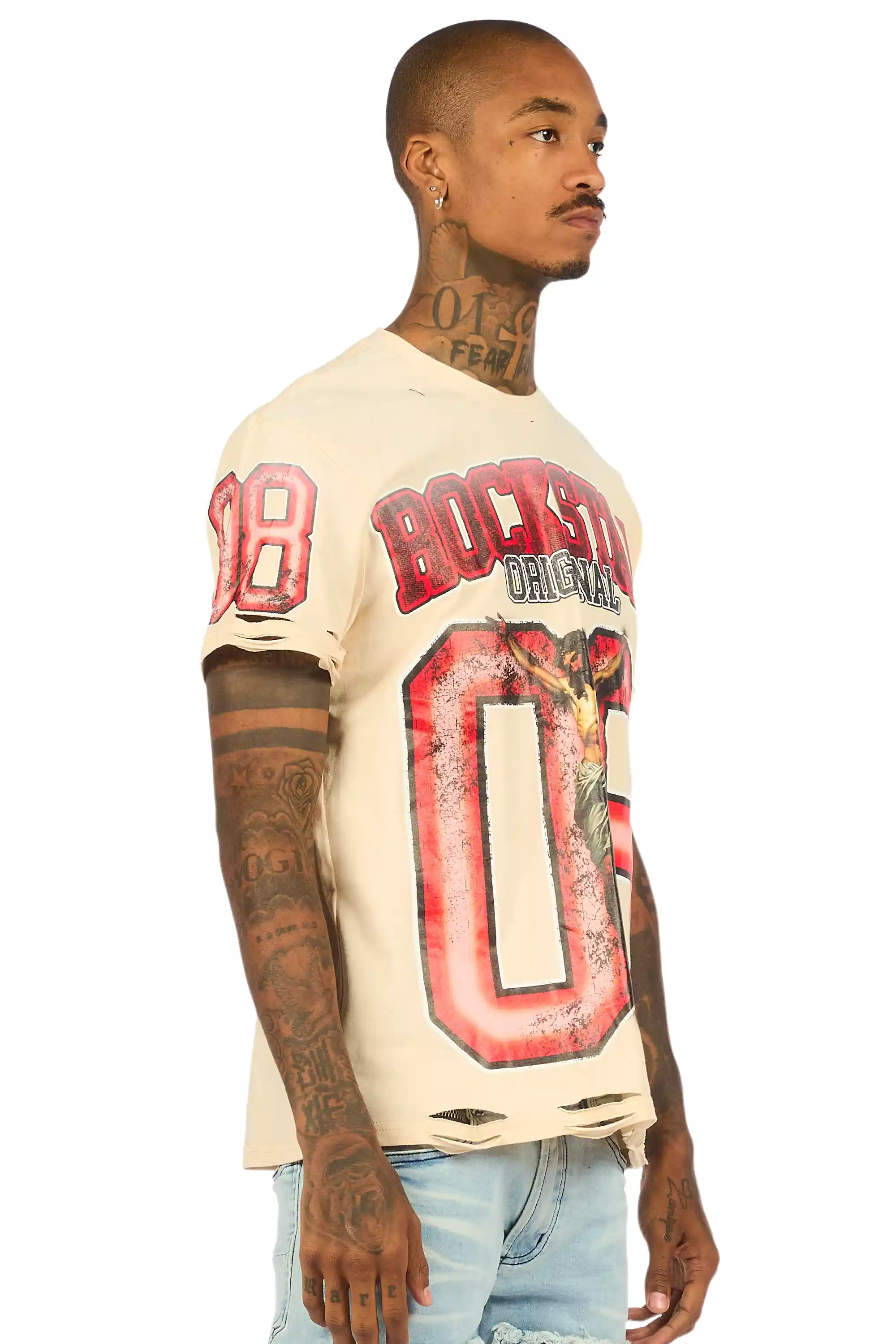 Fields Beige Oversized Graphic T-Shirt - Image 3