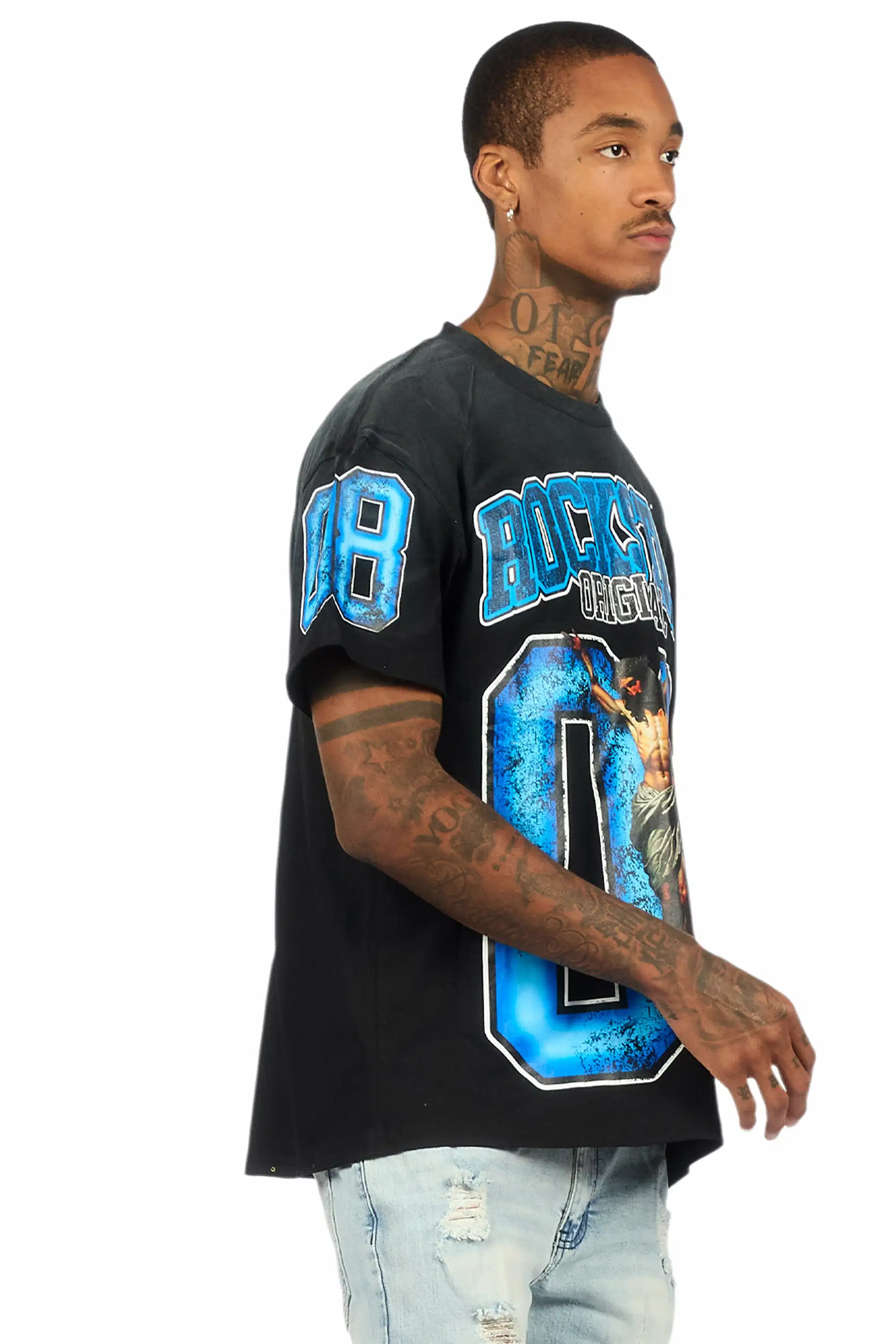 Fields Black/Blue Oversized Graphic T-Shirt - Image 3