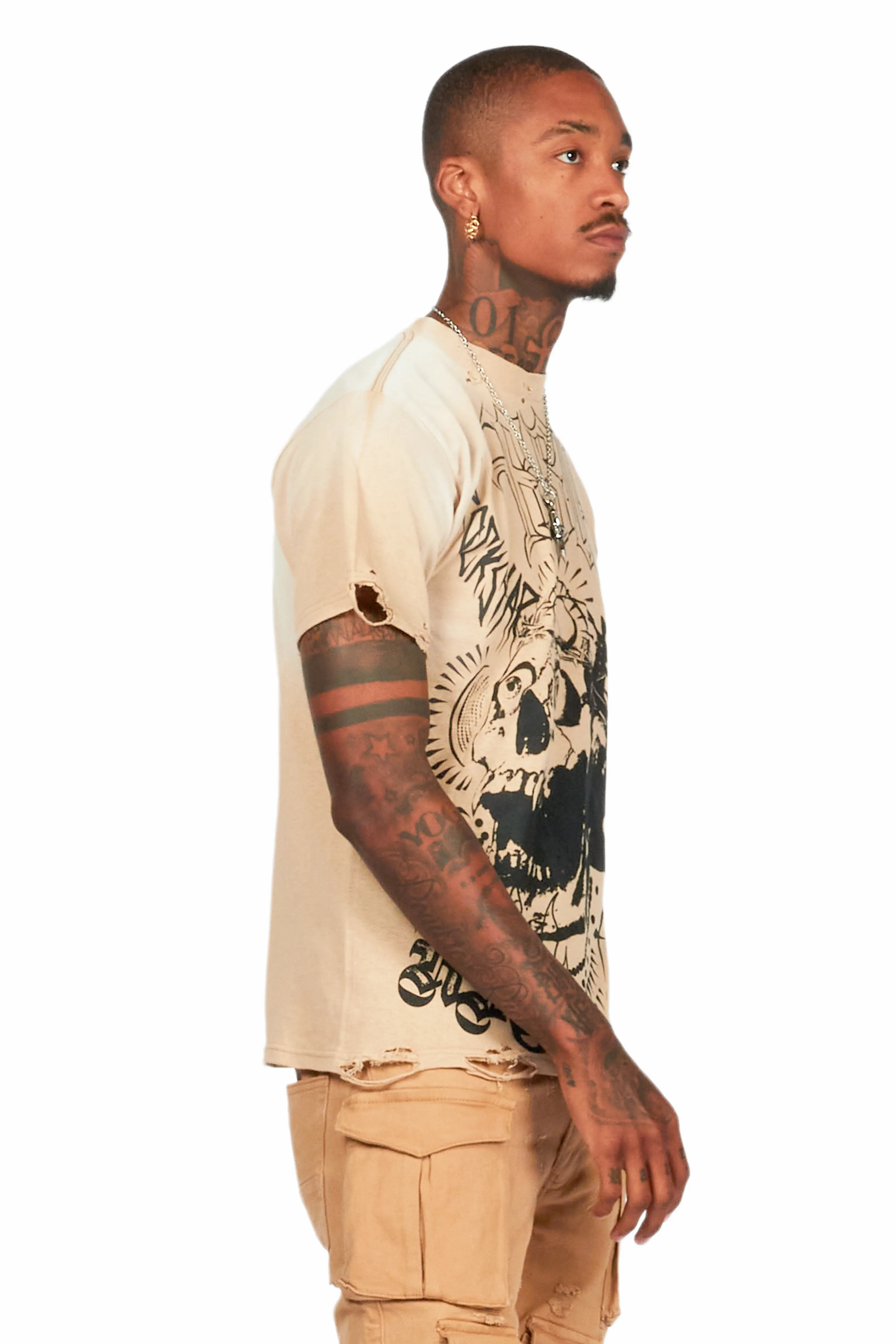 Fein Beige Oversized Graphic T-Shirt - Image 6