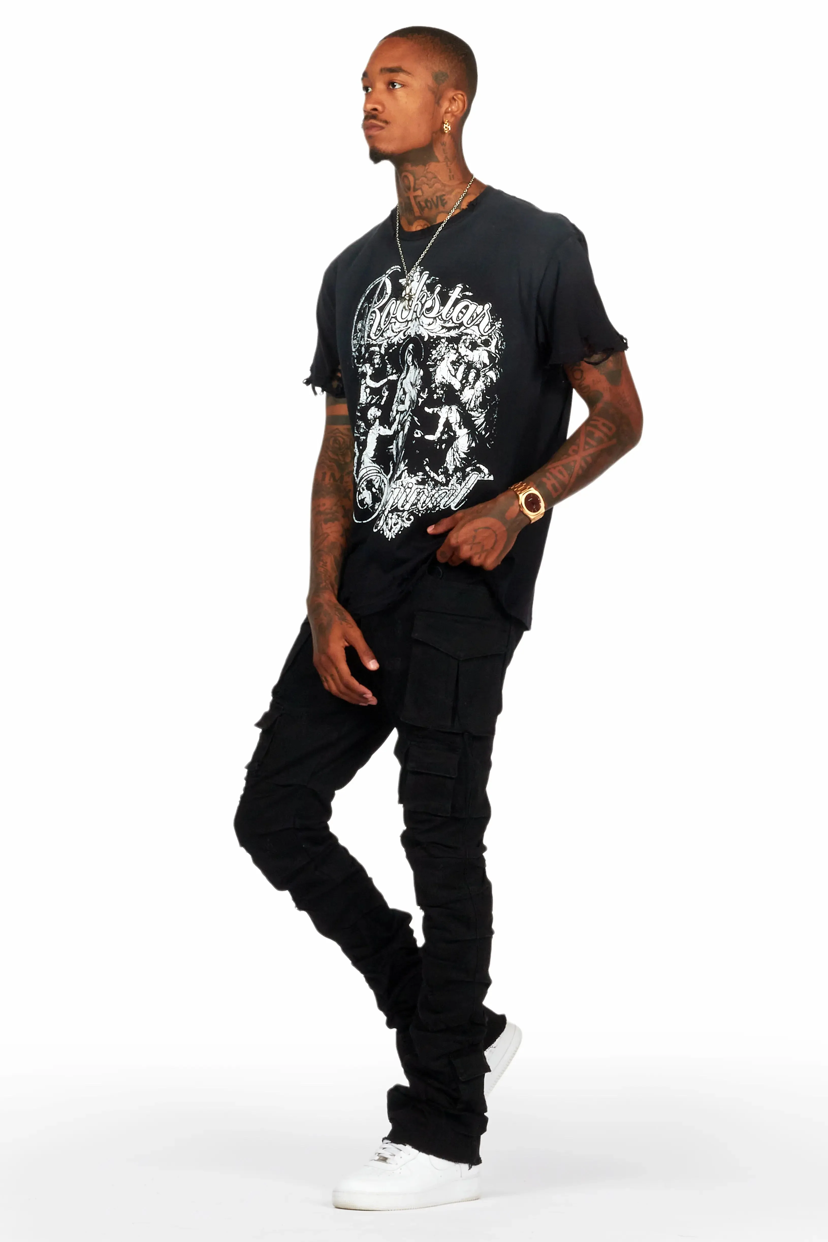 Vamp Black Oversized Graphic T-Shirt - Image 6