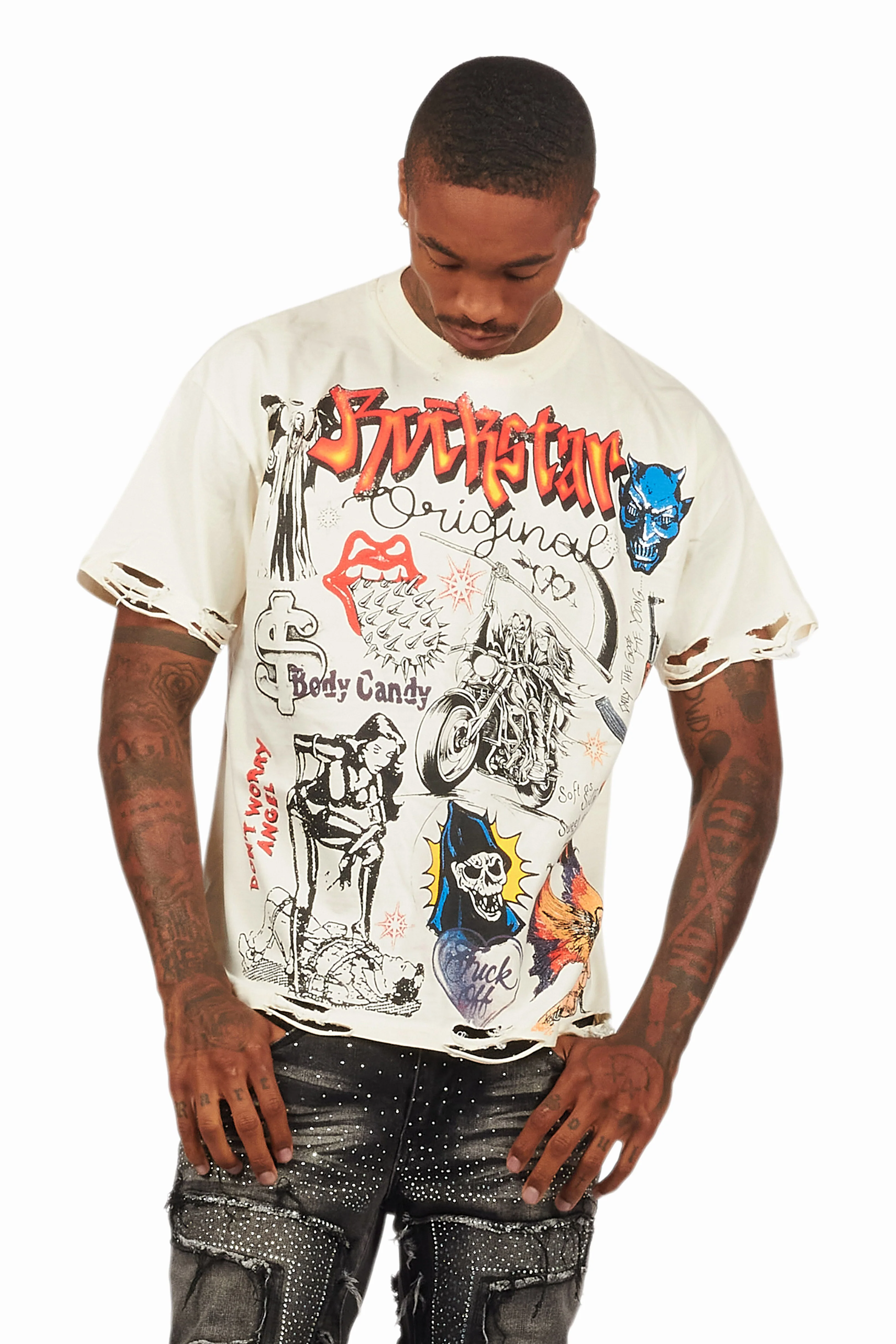 Shoota Vintage Sand Oversized Graphic T-Shirt - Image 4