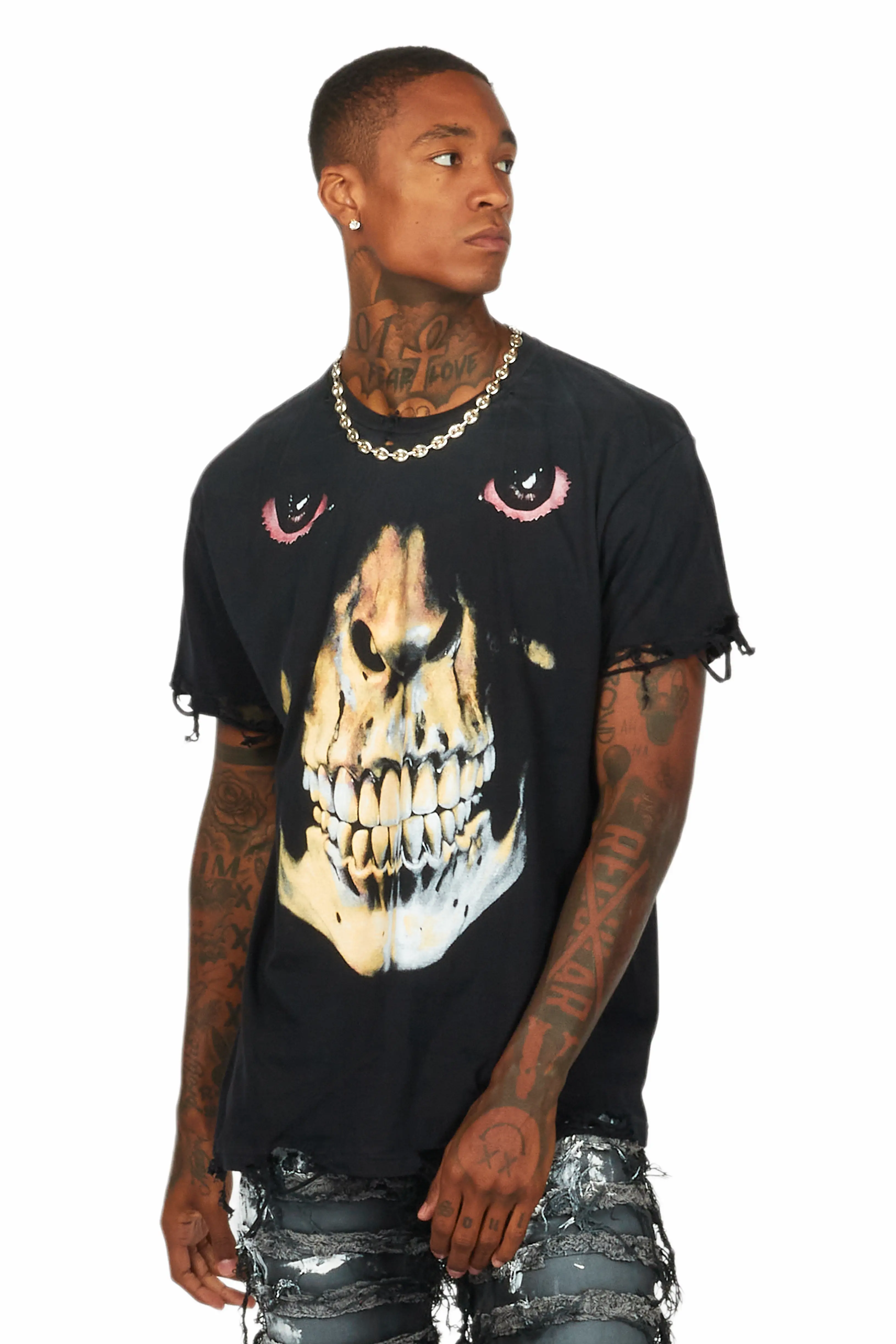 Dunebi Black Oversized Graphic T-Shirt - Image 2