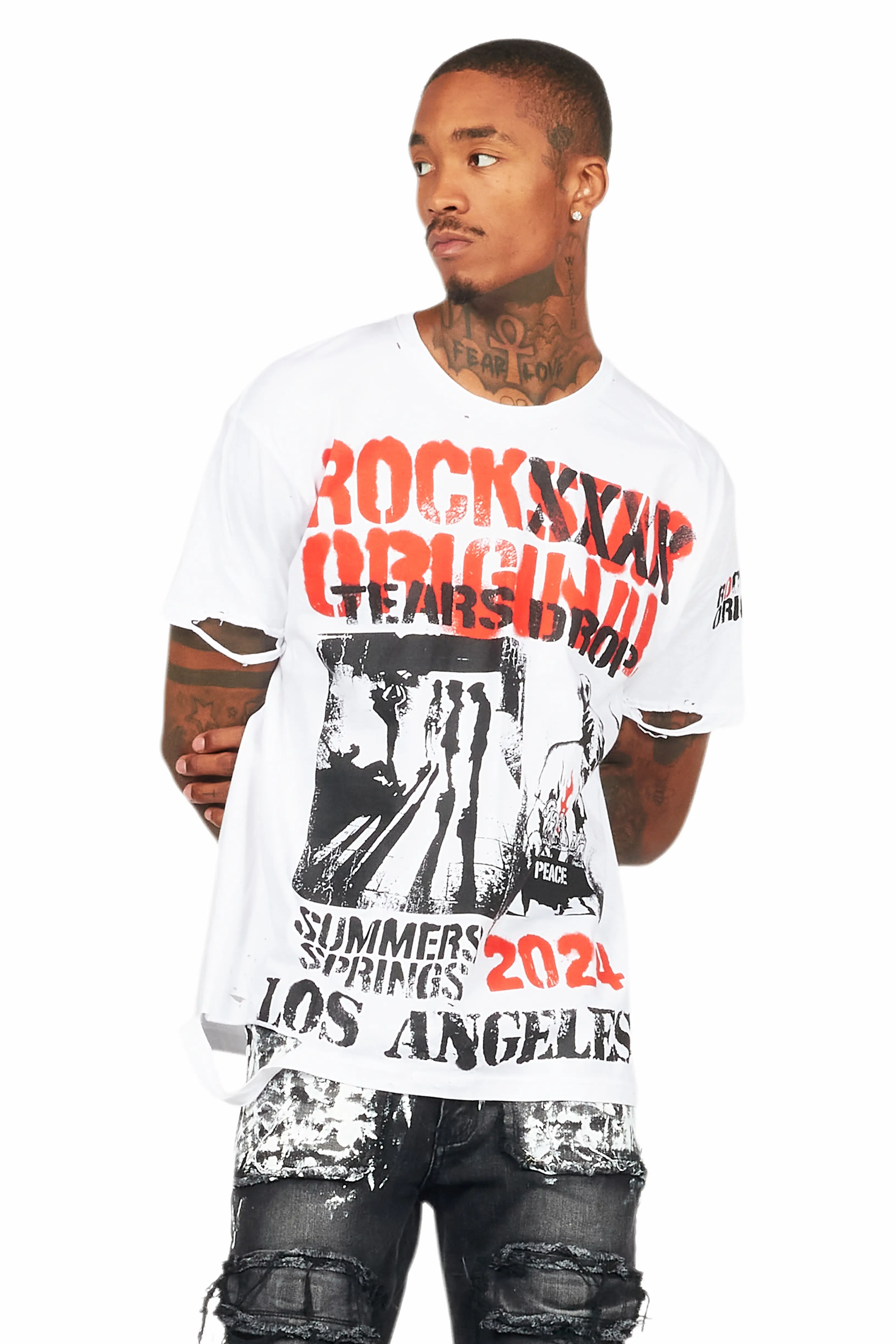Omer White Oversized Graphic T-Shirt - Image 4