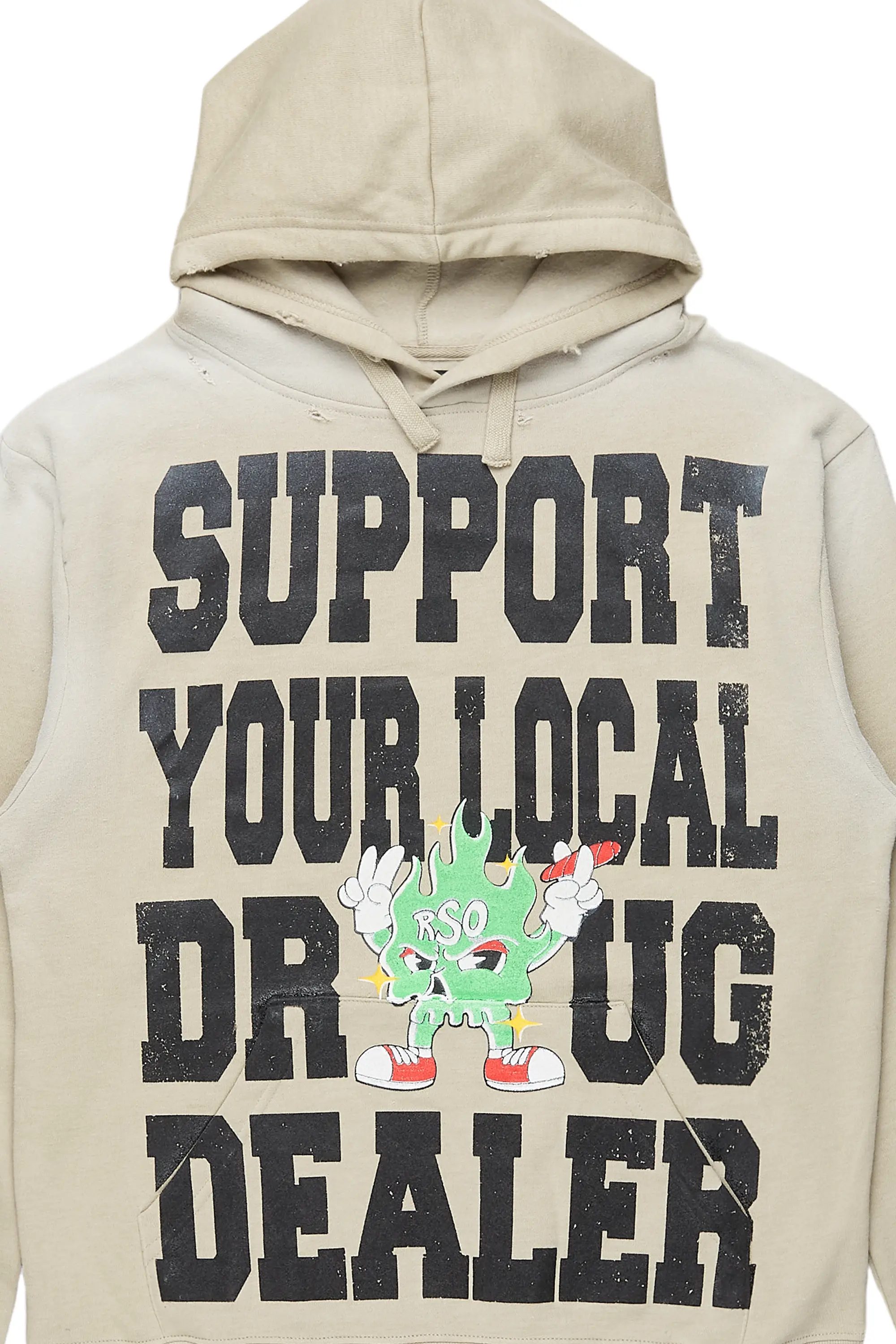 Tarl Beige Distressed Graphic Hoodie - Image 2