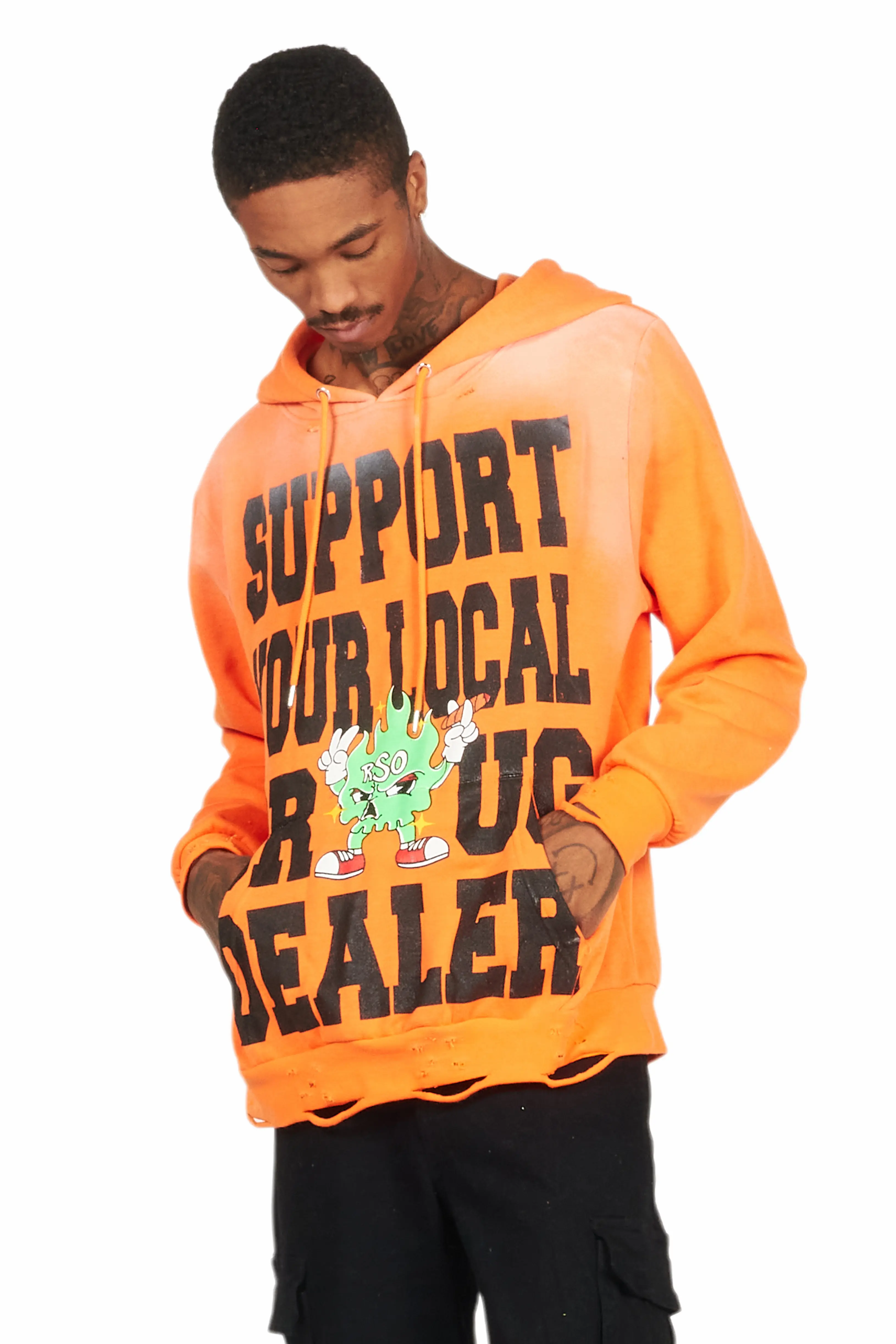 Tarl Orange Distressed Graphic Hoodie - Image 3