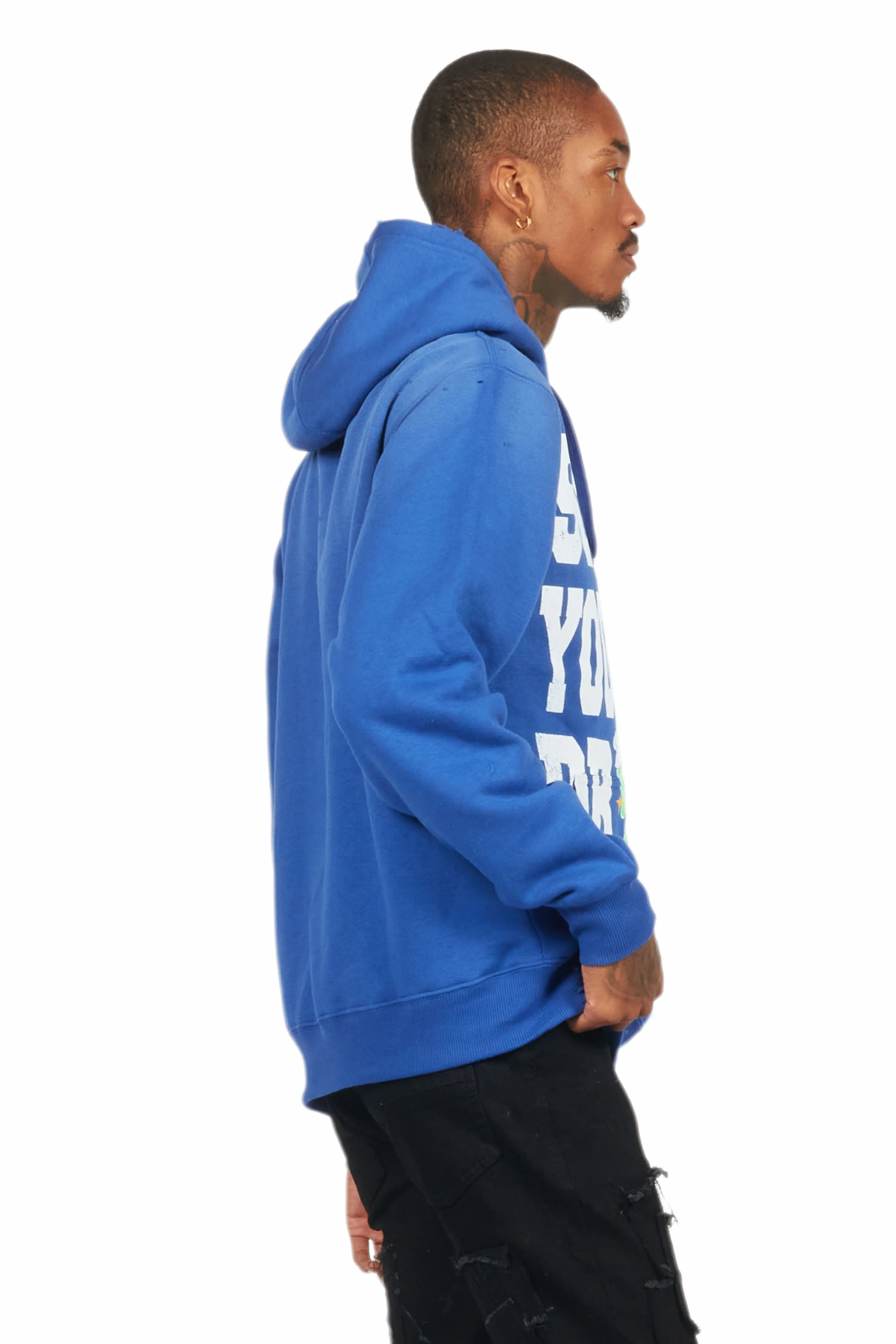 Tarl Royal Blue Distressed Graphic Hoodie - Image 3