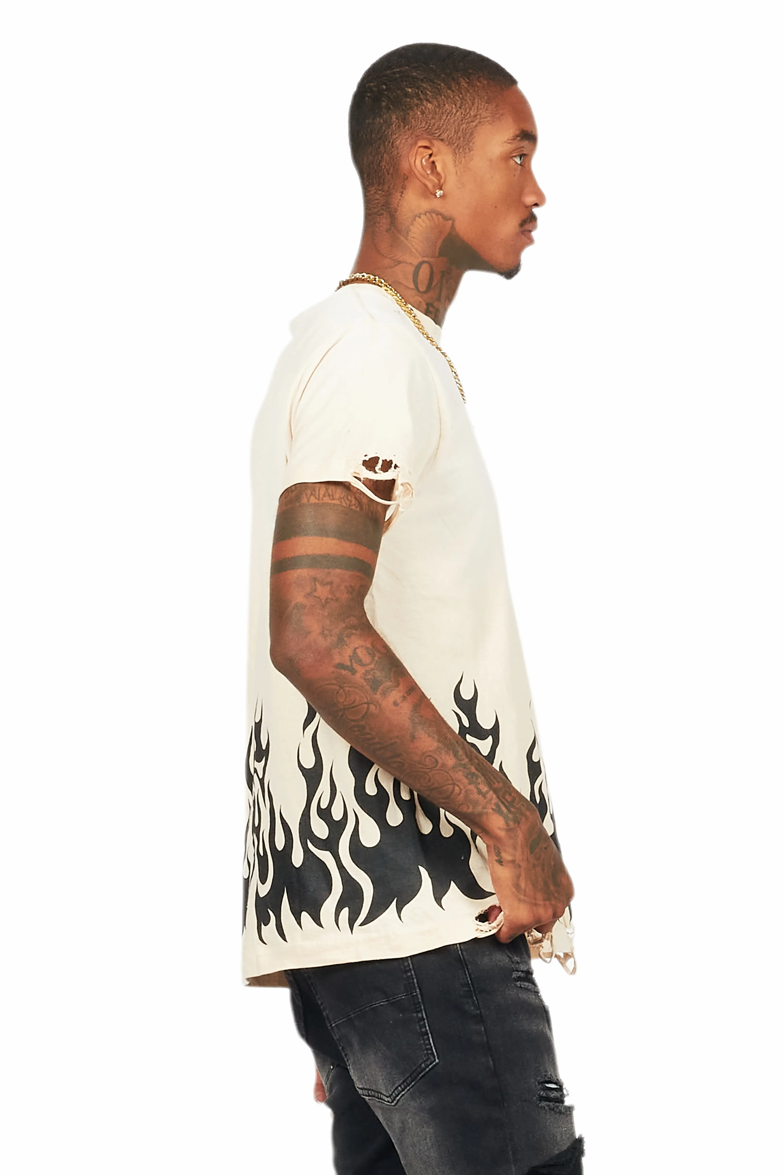 Bubble Beige Oversized Graphic T-Shirt - Image 3