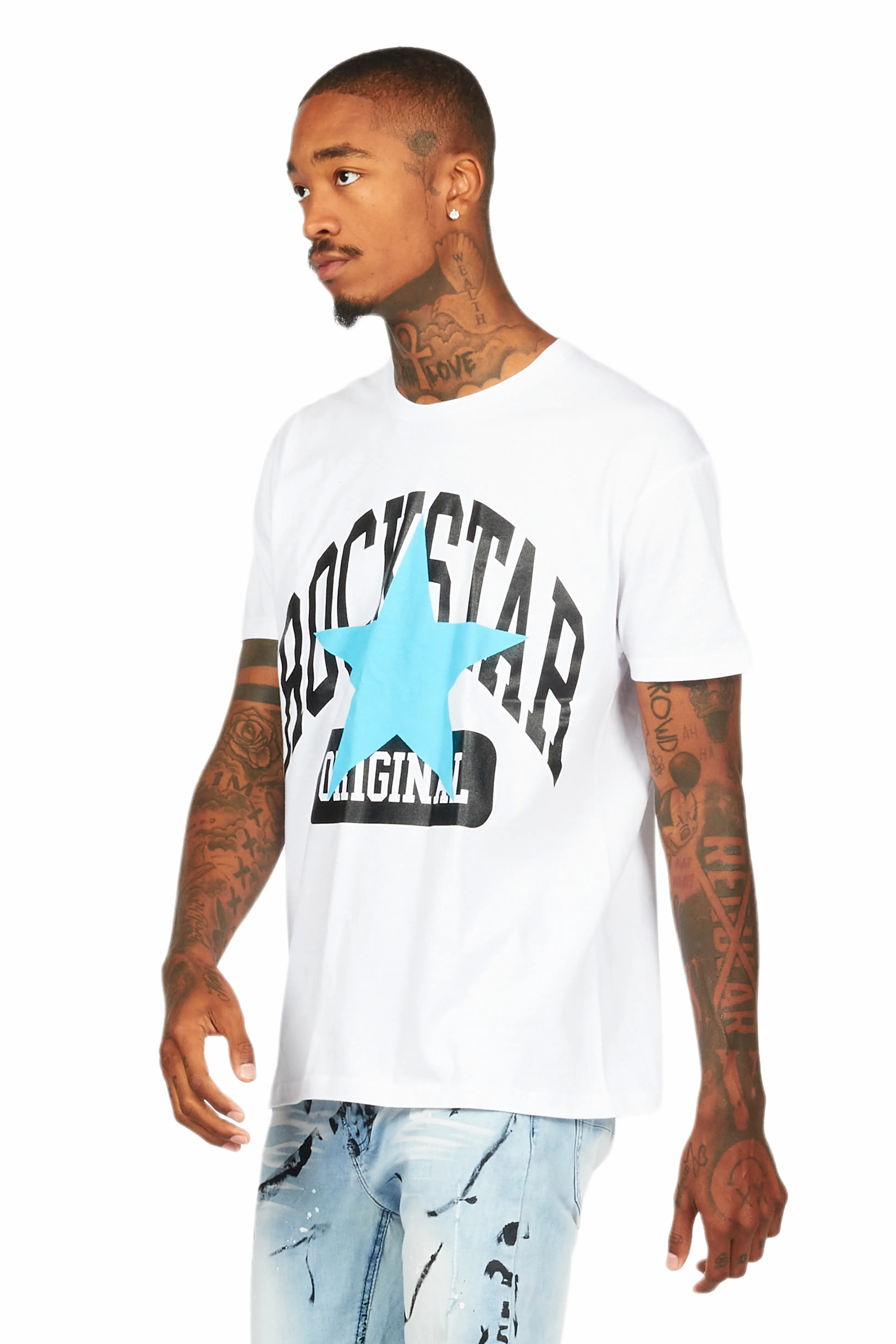 Dash White/Blue Graphic T-Shirt - Image 5