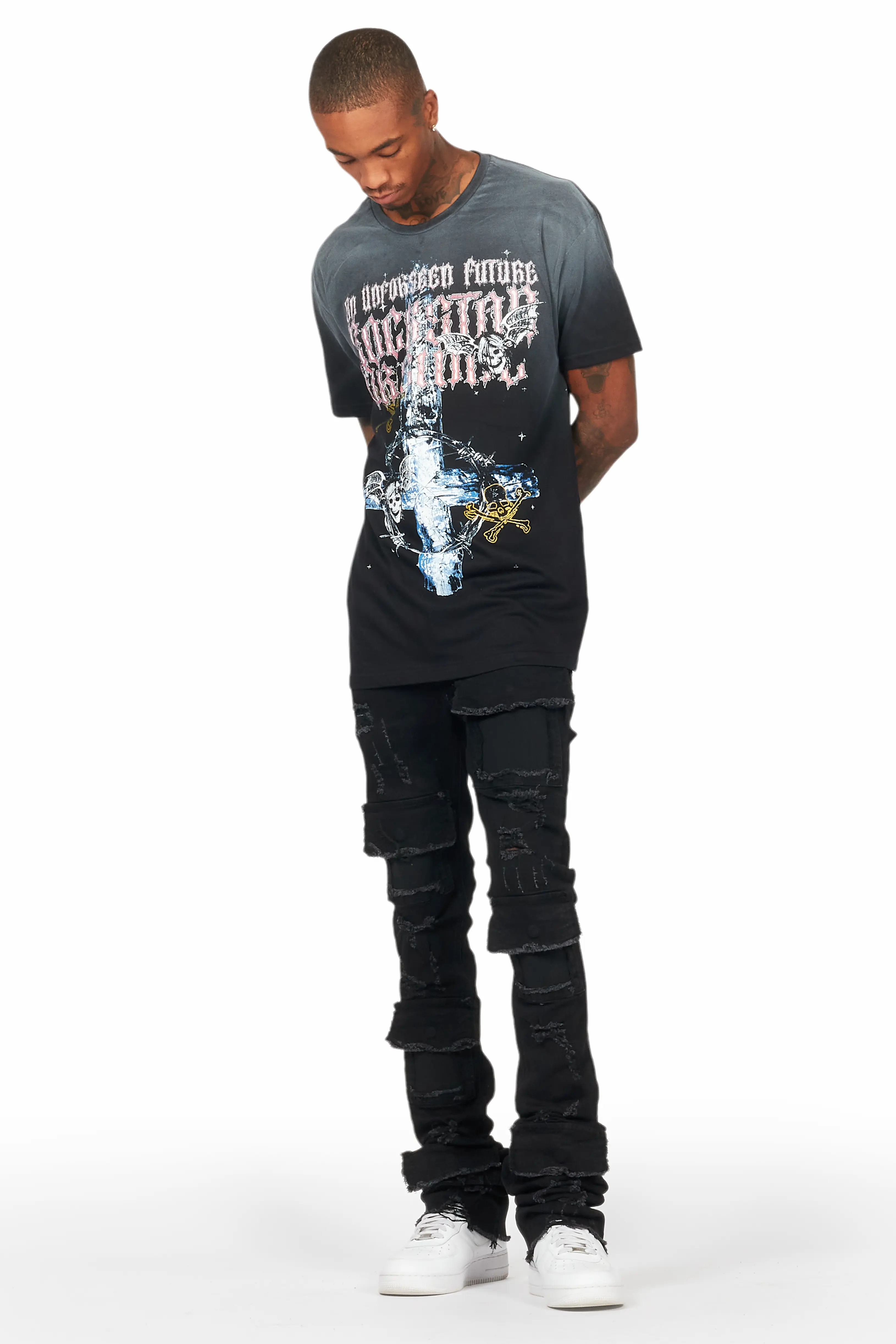 Hagan Black Graphic Oversized T-Shirt - Image 3