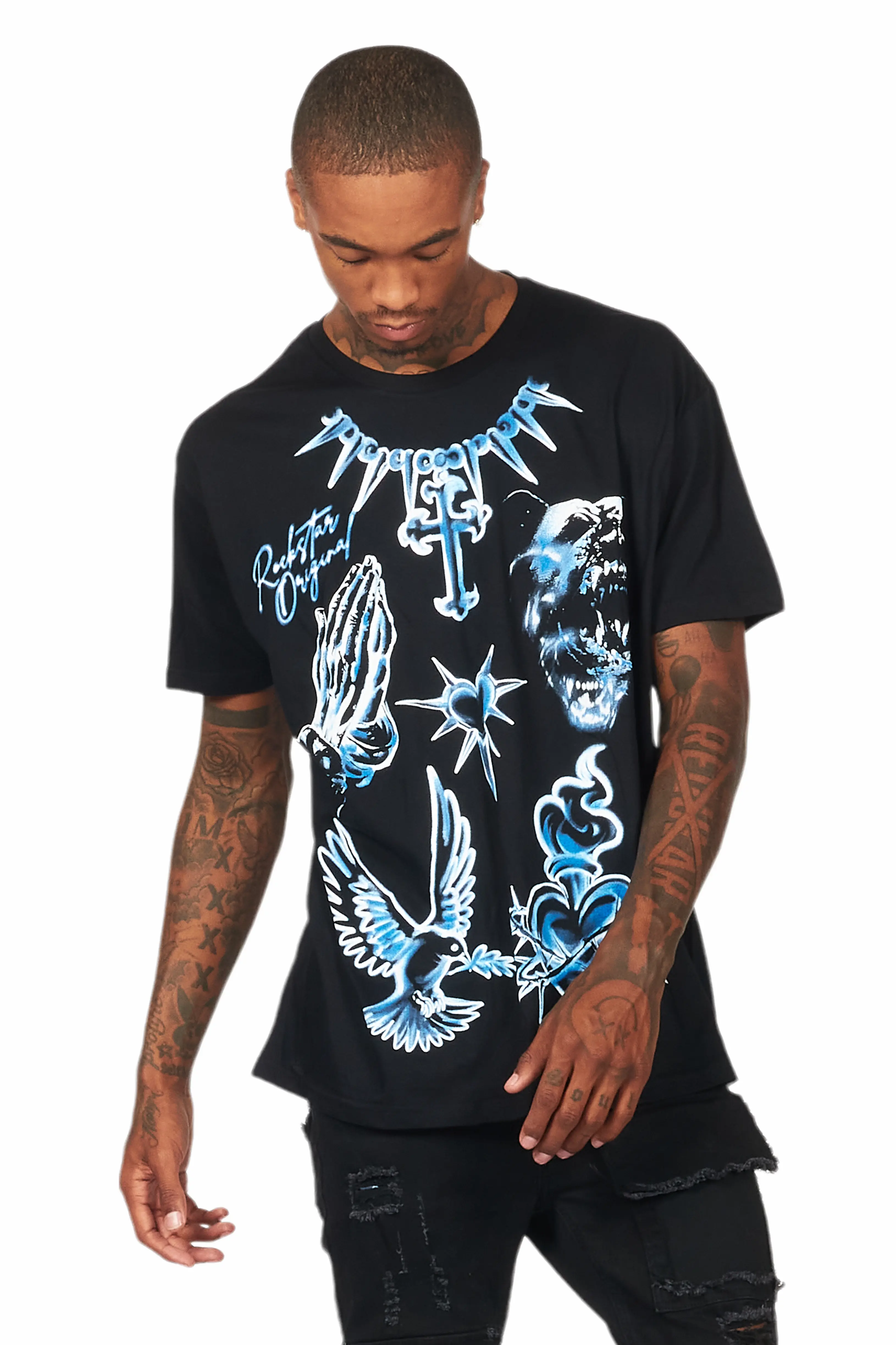Valar Black Graphic Oversized T-Shirt - Image 3