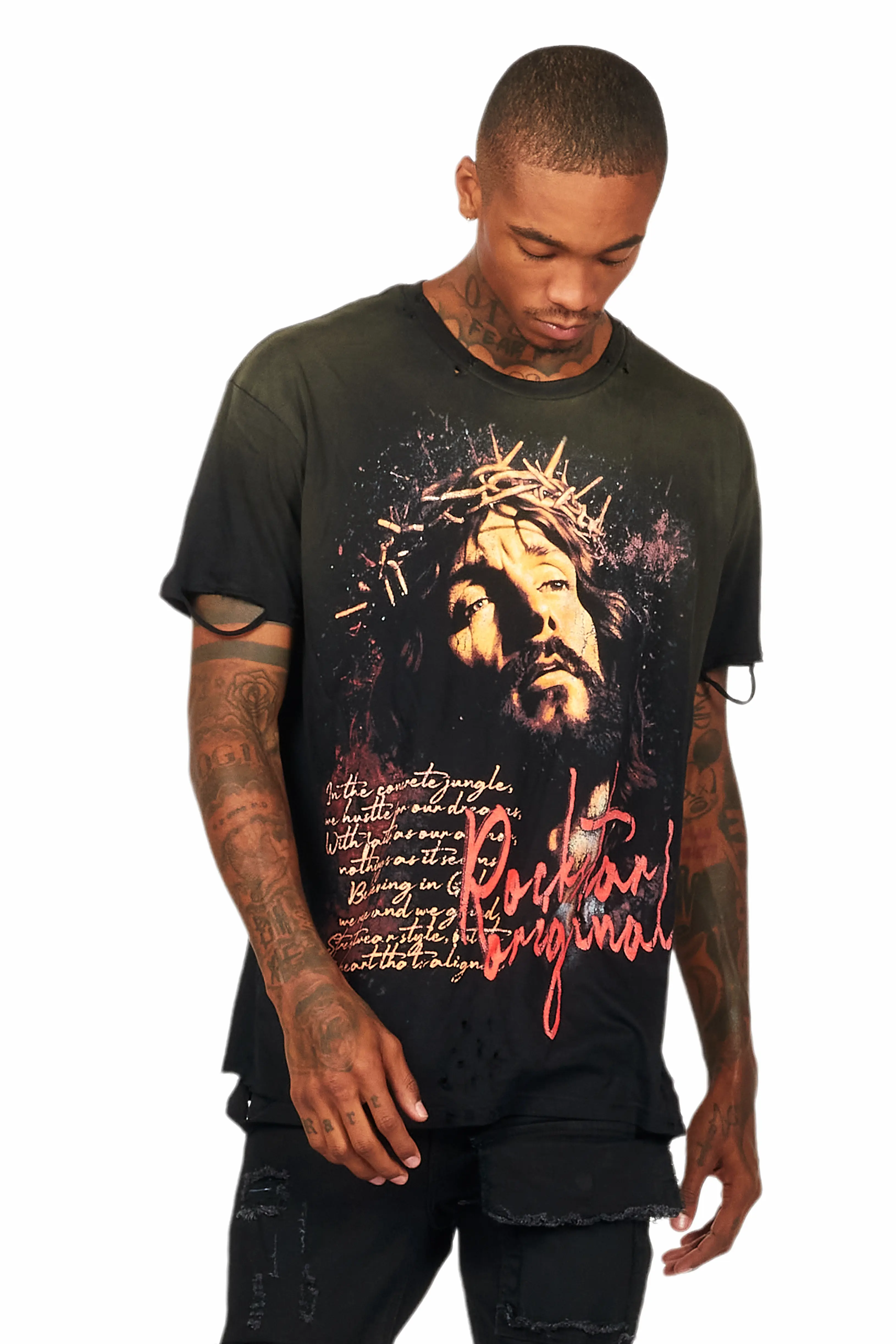 Egas Black Graphic Oversized T-Shirt - Image 4