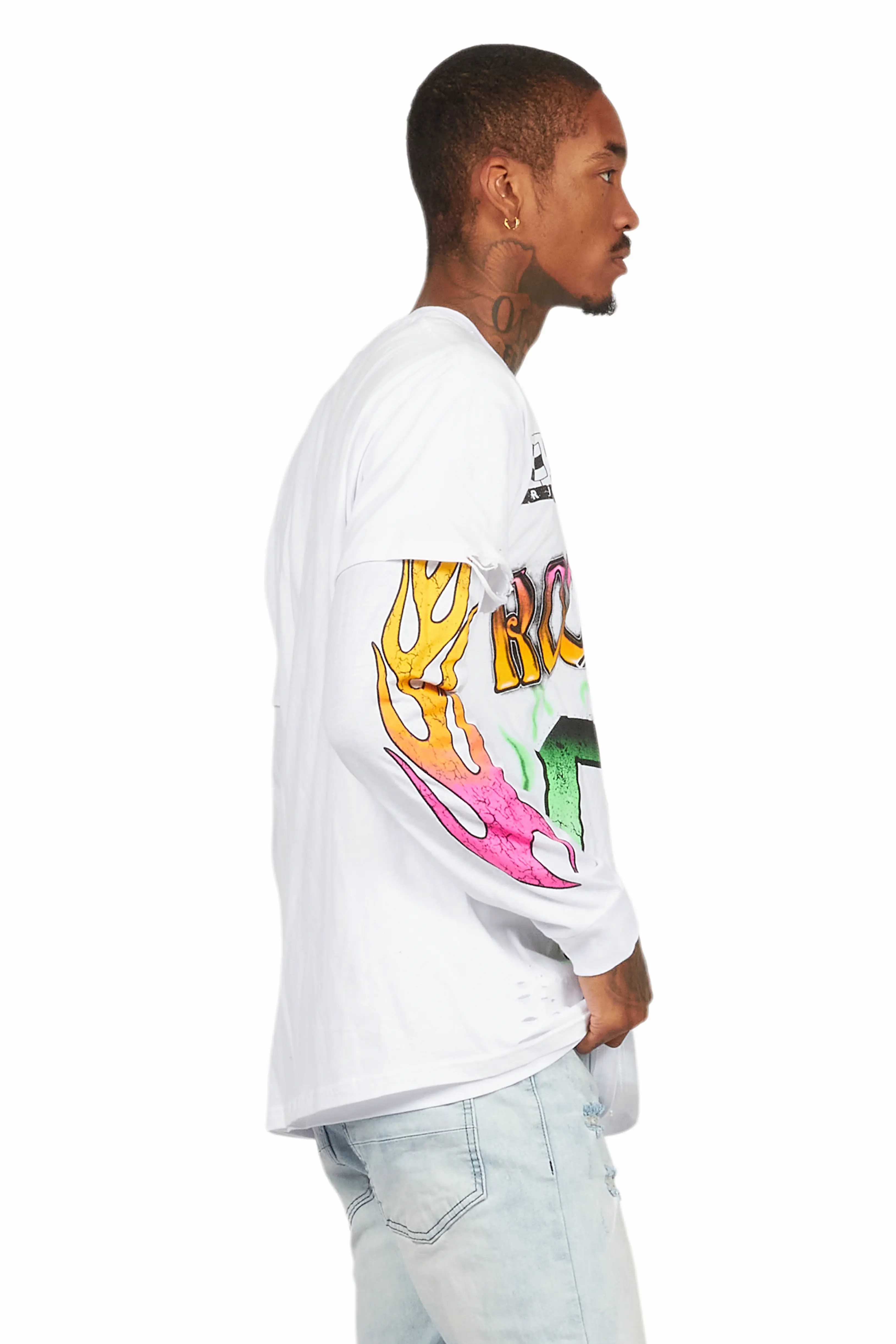 Quito White Double Layer Graphic T-Shirt - Image 3