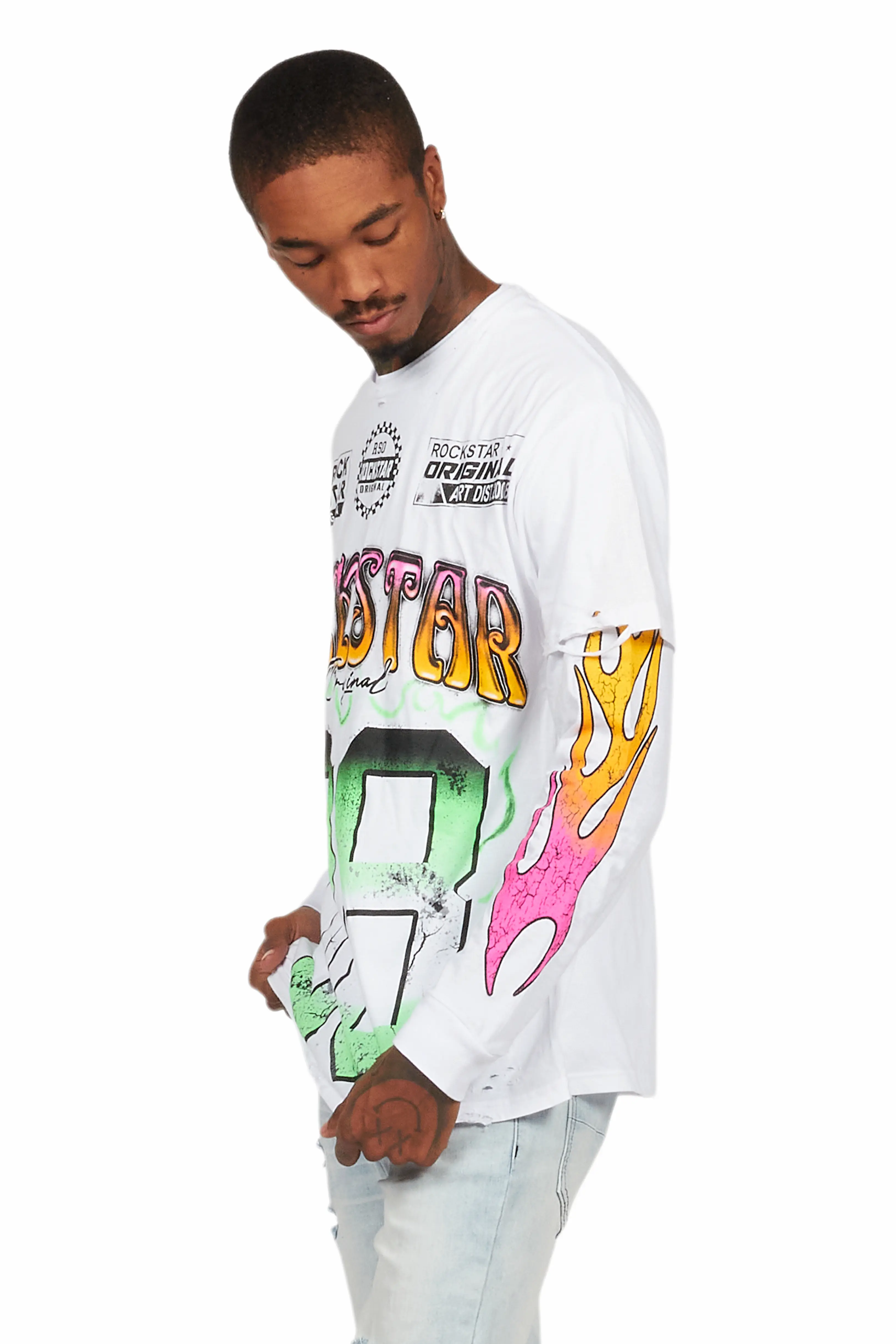 Quito White Double Layer Graphic T-Shirt - Image 5