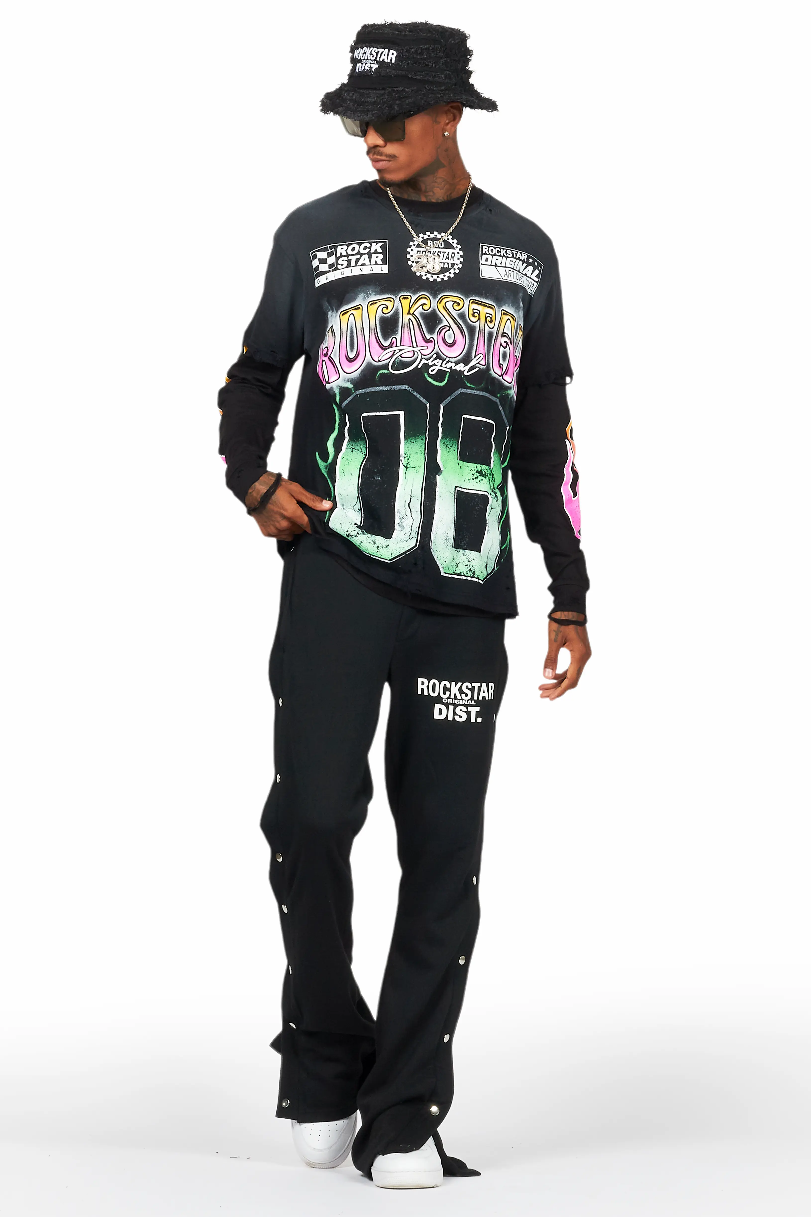 Quito Black Double Layer Graphic T-Shirt - Image 9