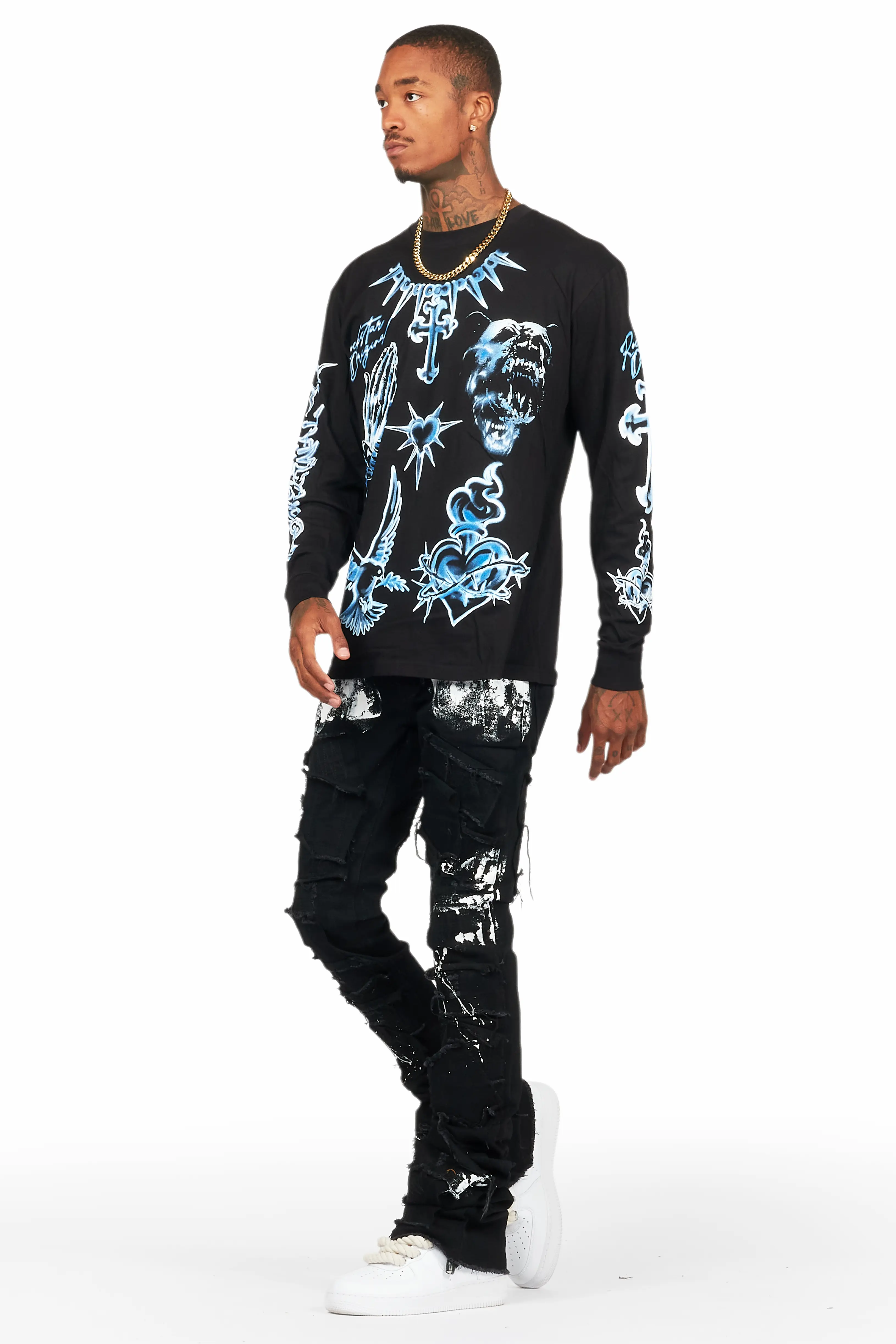 Valar Black Long Sleeve Graphic T-Shirt - Image 5