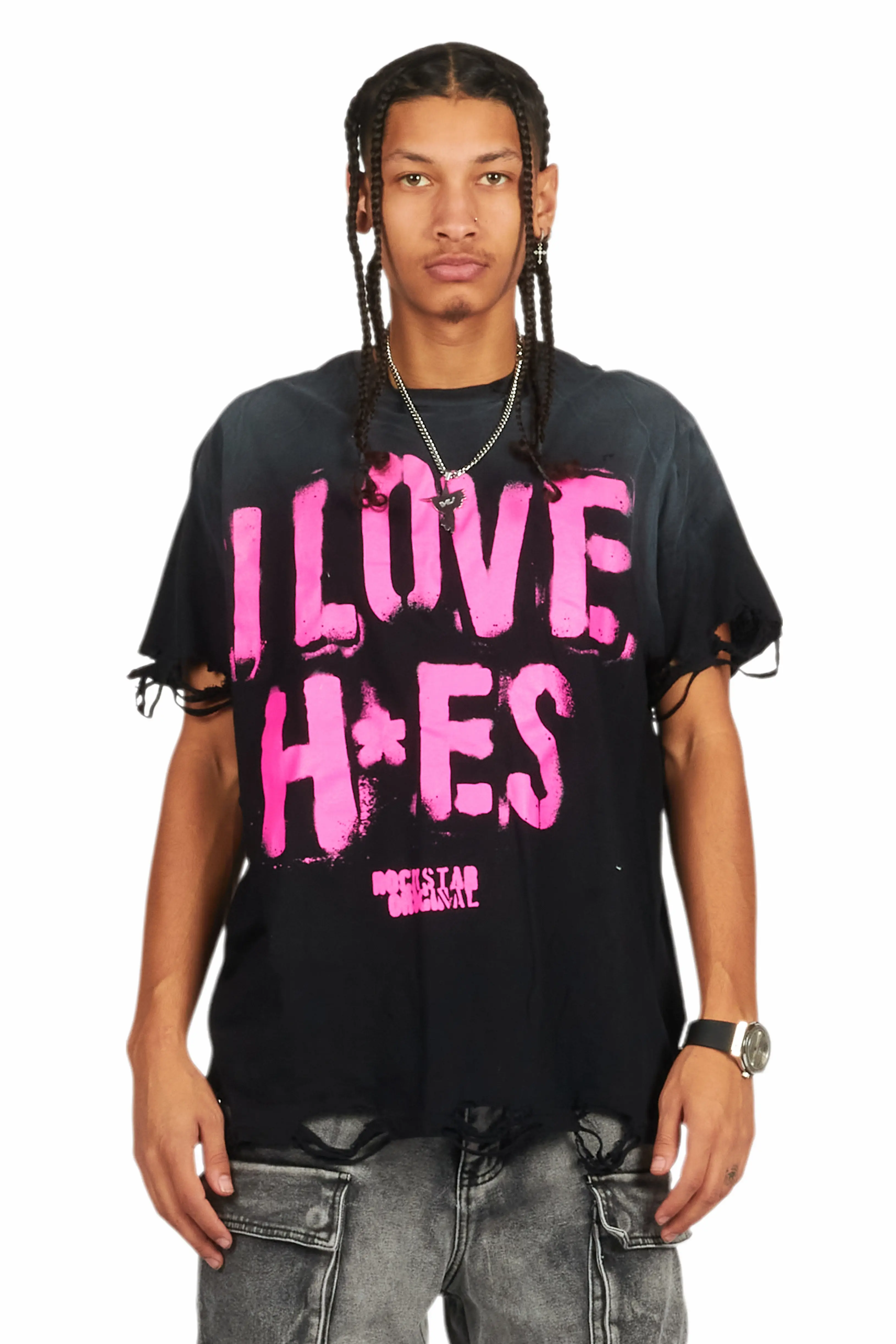 Banyan Black/Pink Graphic Oversized T-Shirt - Image 2