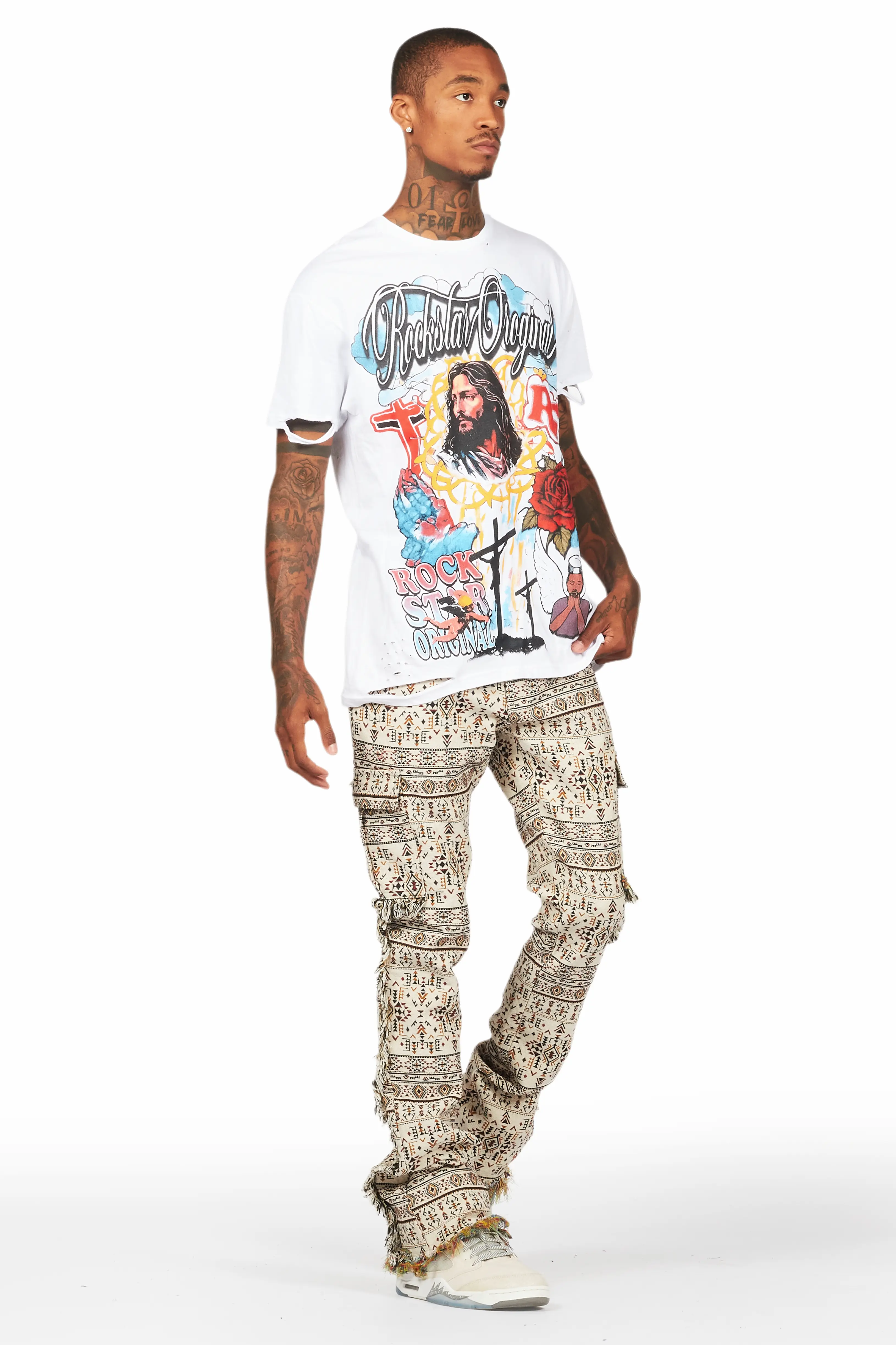Tadashi White Graphic Oversized T-Shirt - Image 6