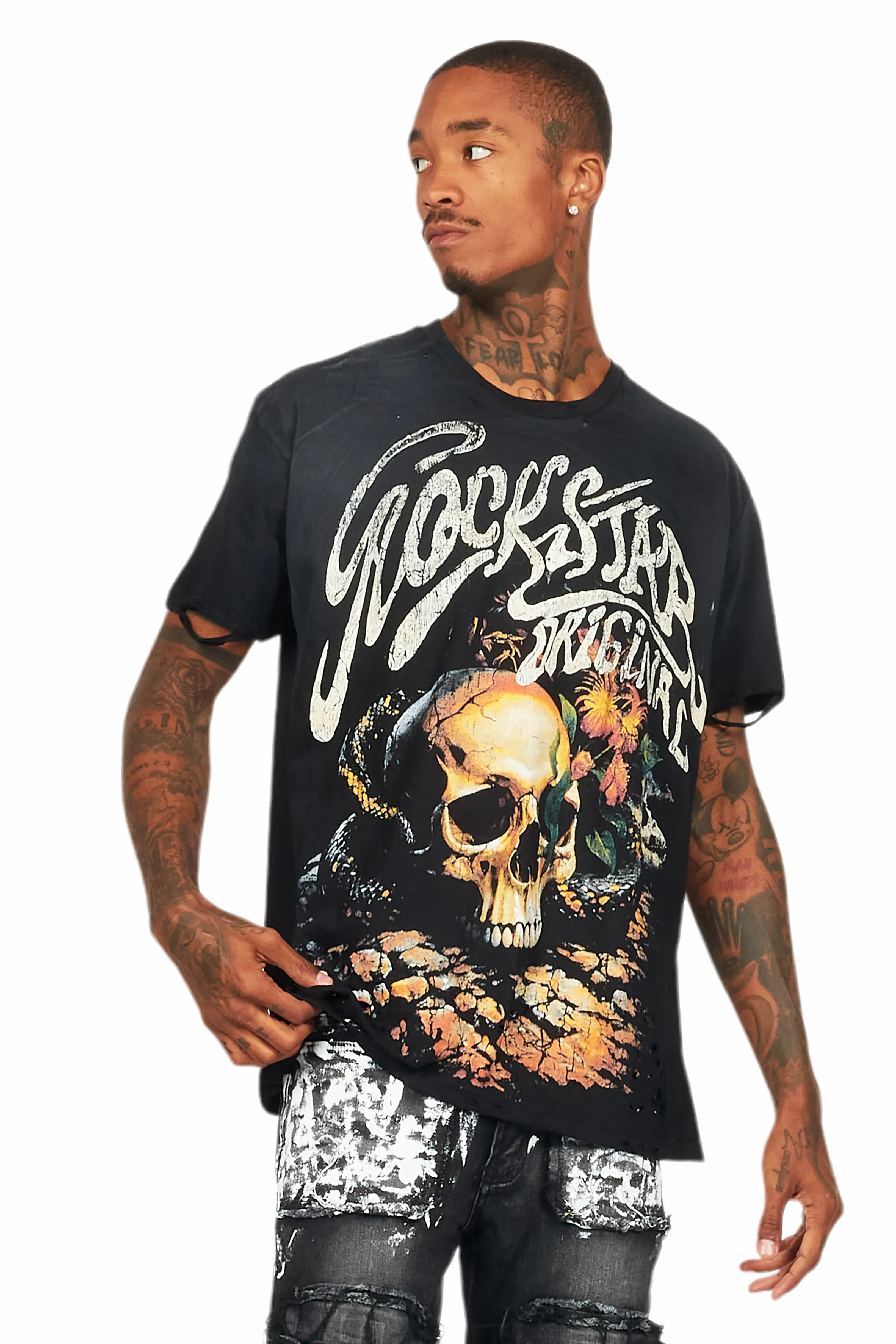 Anby Black Graphic Oversized T-Shirt - Image 2