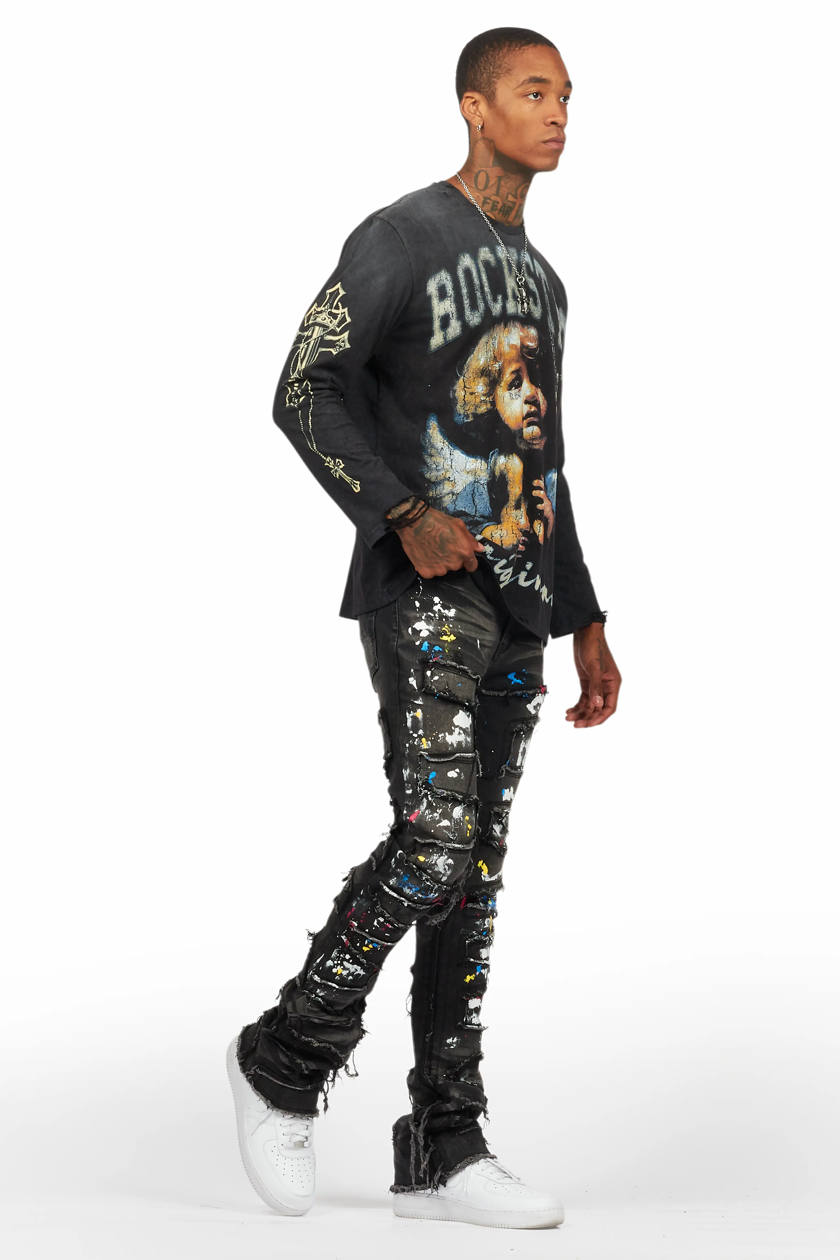Deiter Vintage Black Long Sleeve Graphic T-Shirt - Image 6