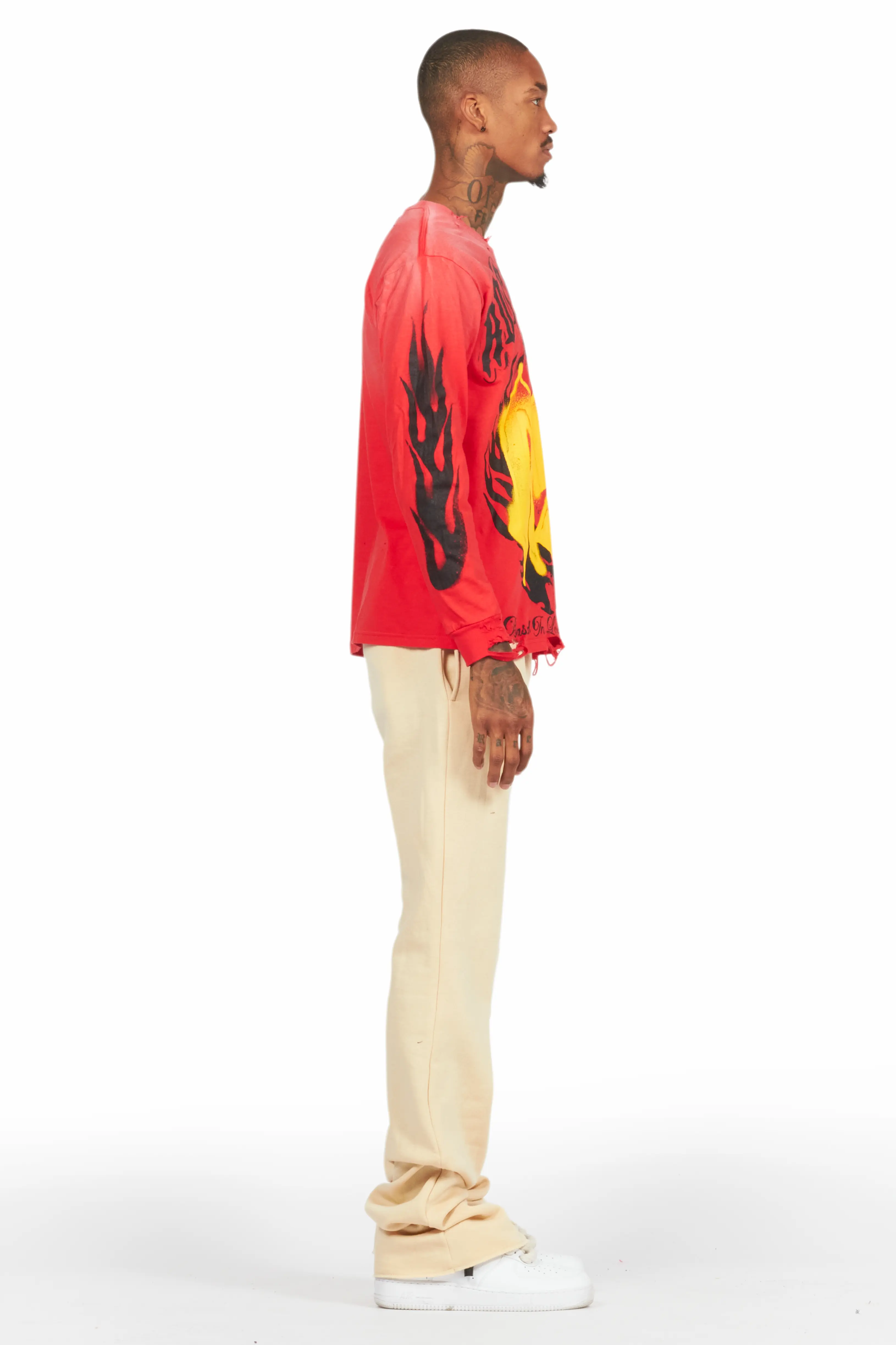 Boaz Red Long Sleeve Graphic T-Shirt - Image 3