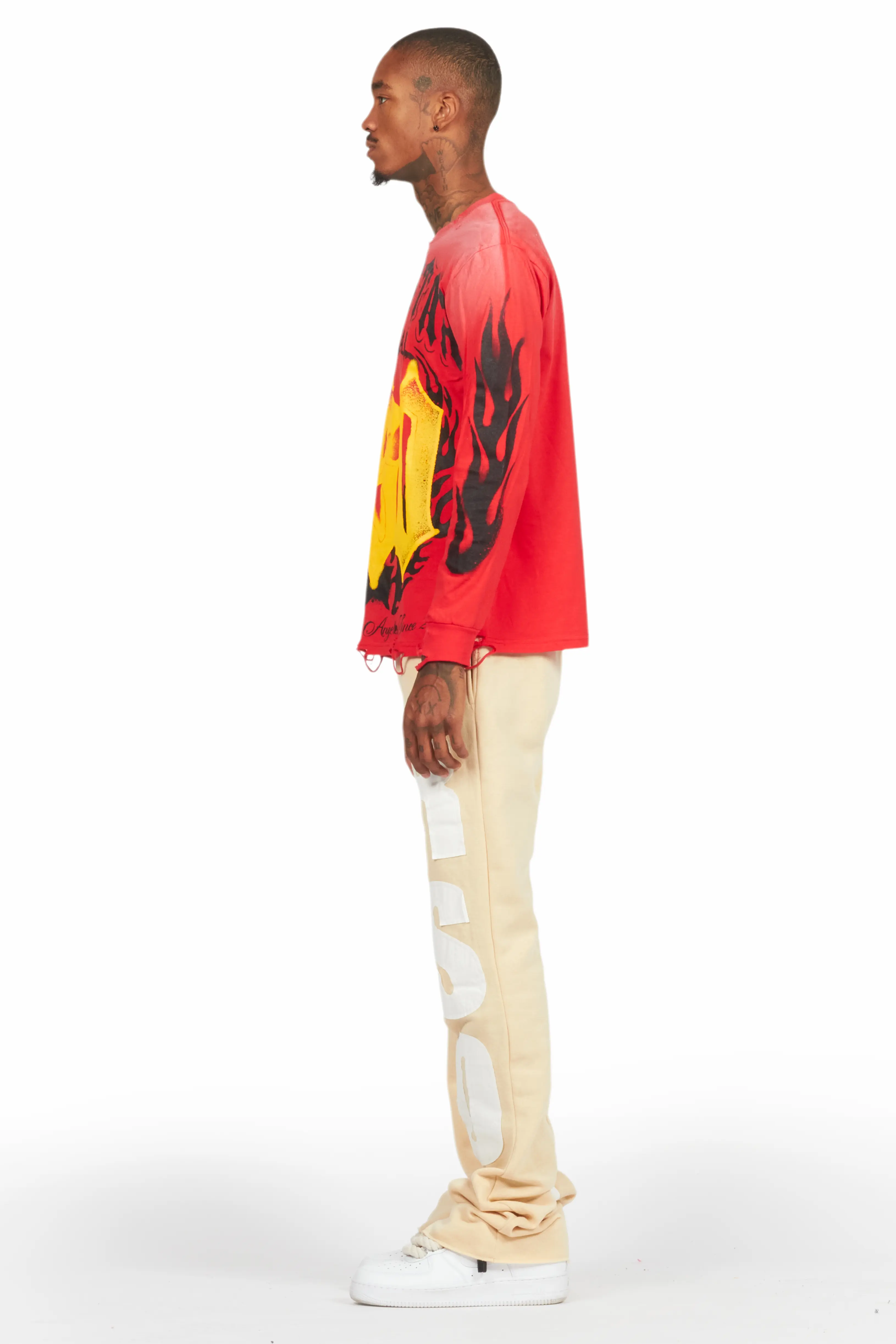 Boaz Red Long Sleeve Graphic T-Shirt - Image 5