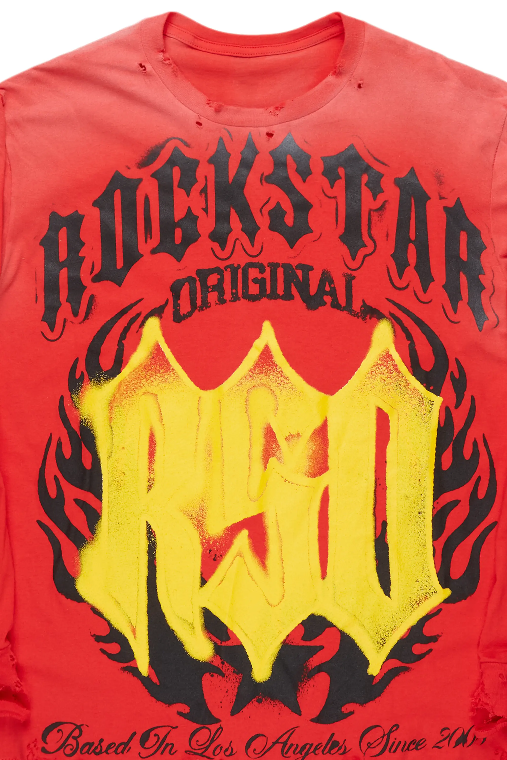 Boaz Red Long Sleeve Graphic T-Shirt - Image 7