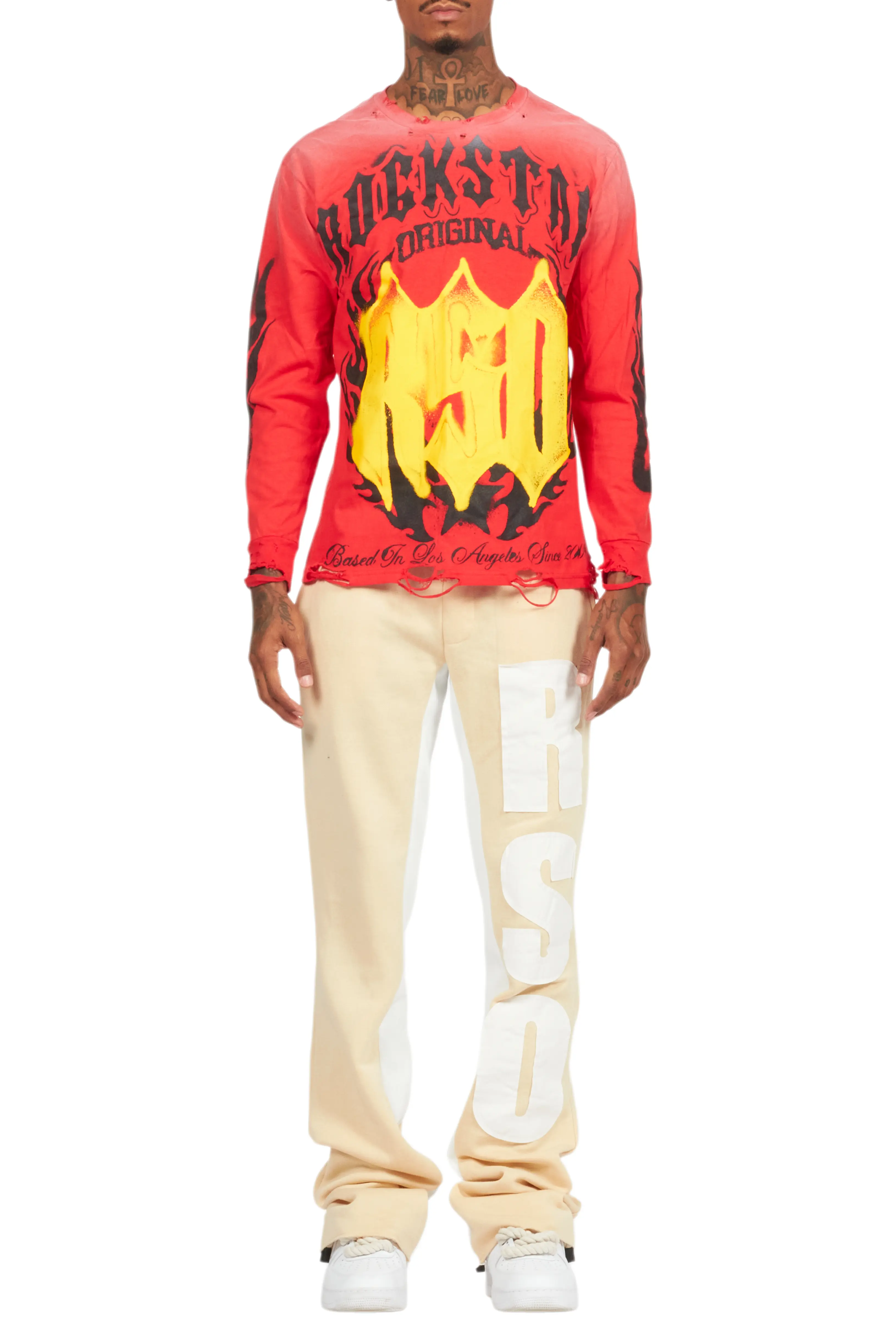 Boaz Red Long Sleeve Graphic T-Shirt - Image 8