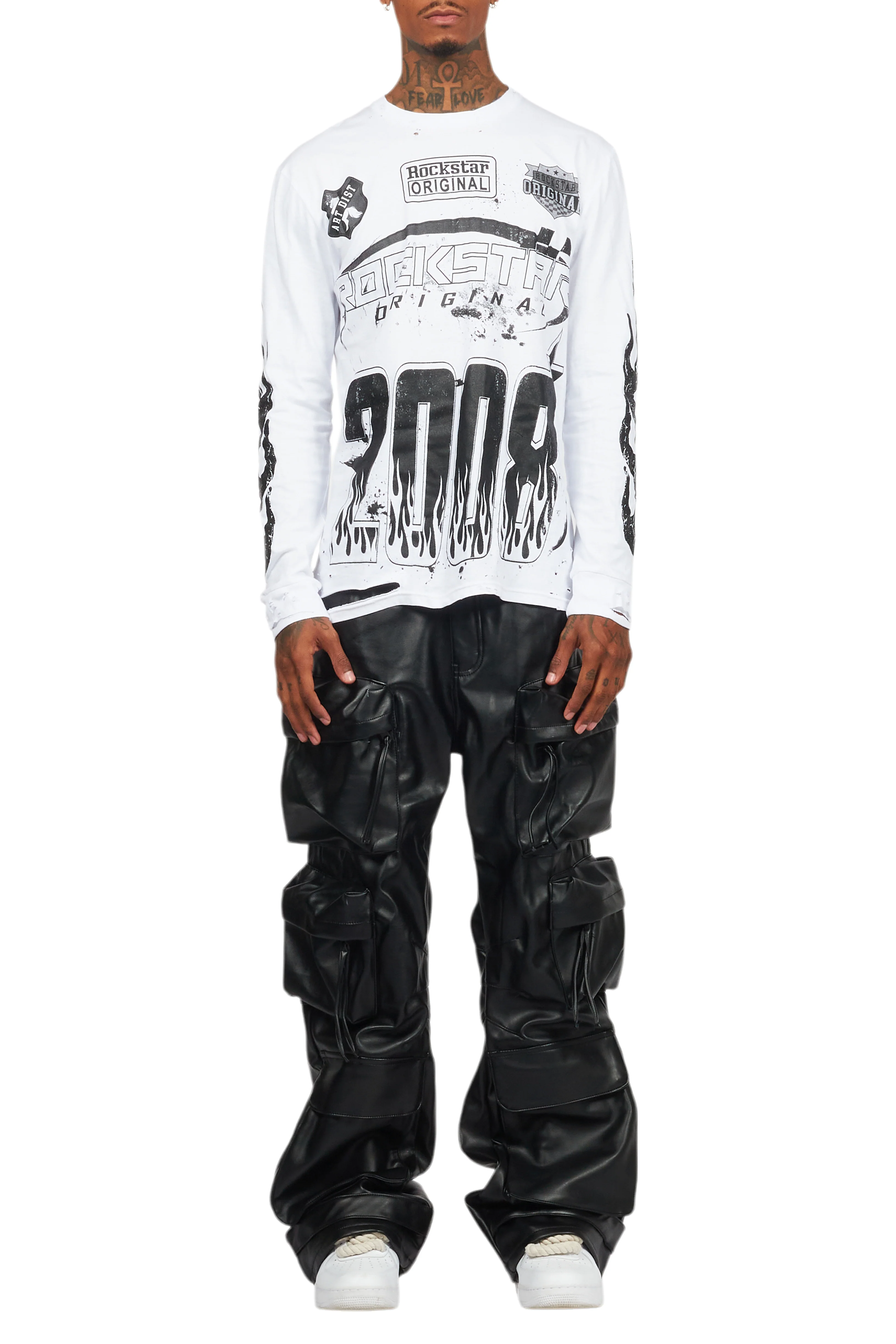 Amos White/Black Long Sleeve Graphic T-Shirt - Image 11
