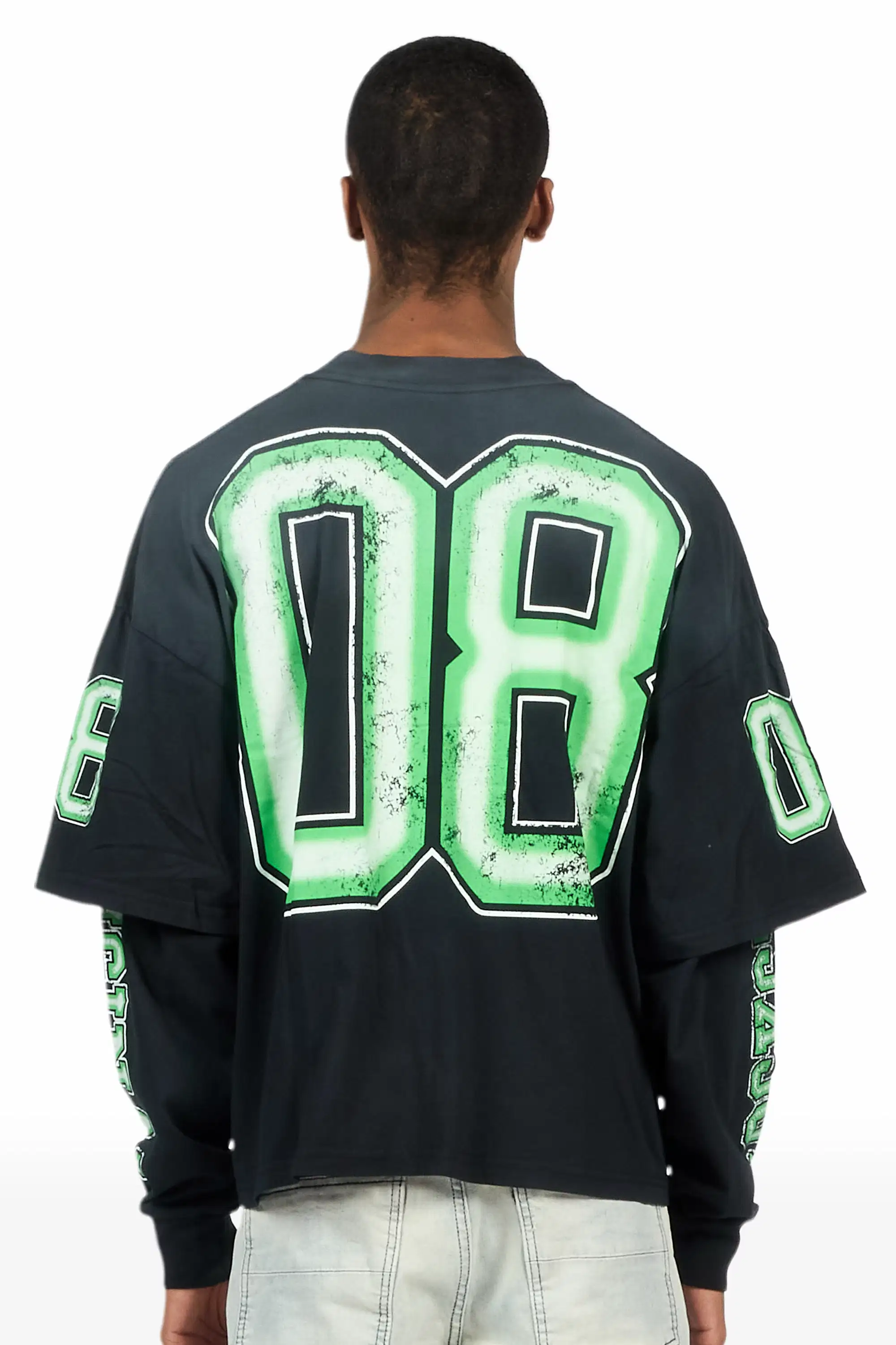 Fields Black/Green Double Layer Long Sleeve Graphic T-Shirt - Image 3