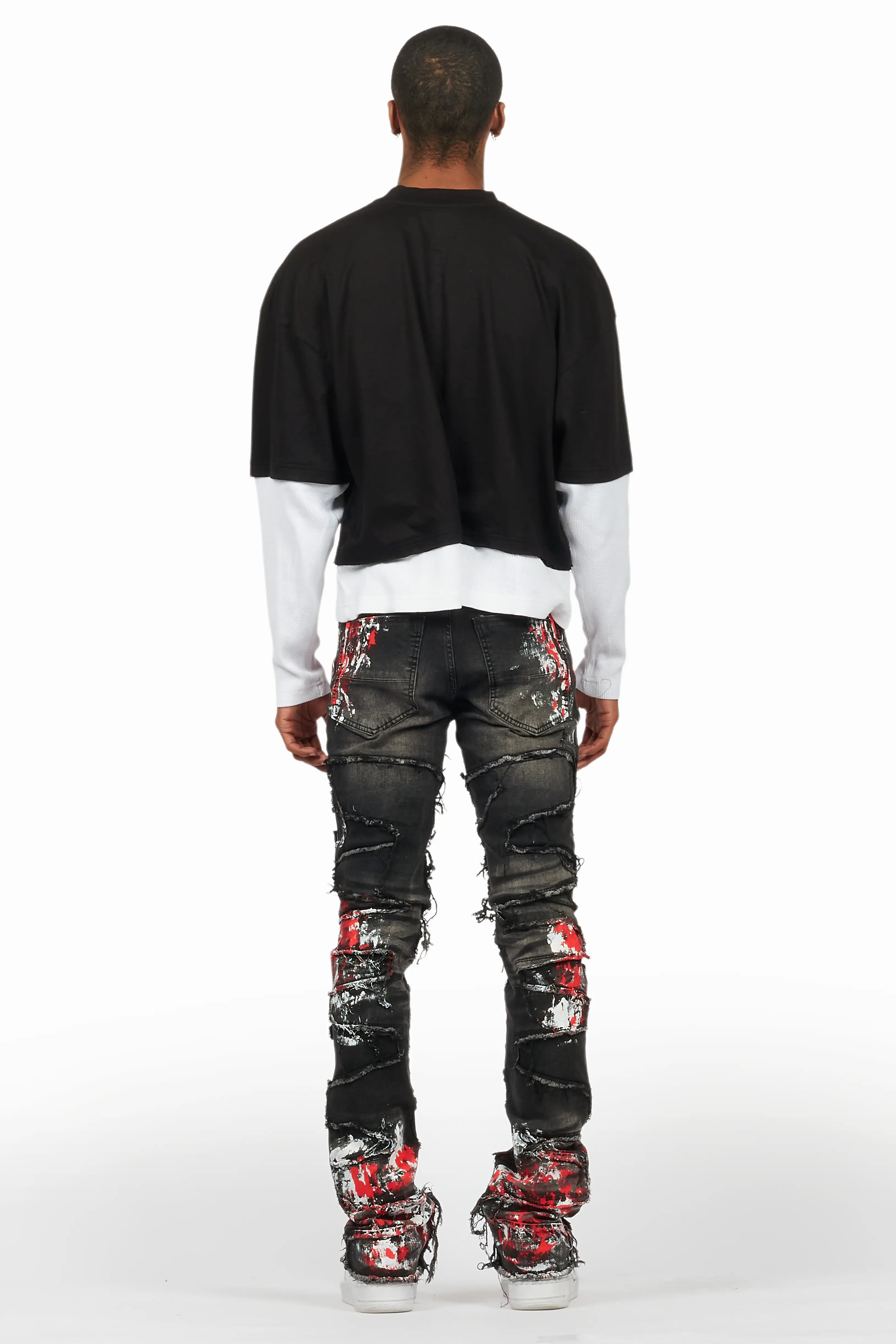 Odell Black Thermal Double Layer Boxy Crop T-Shirt - Image 4