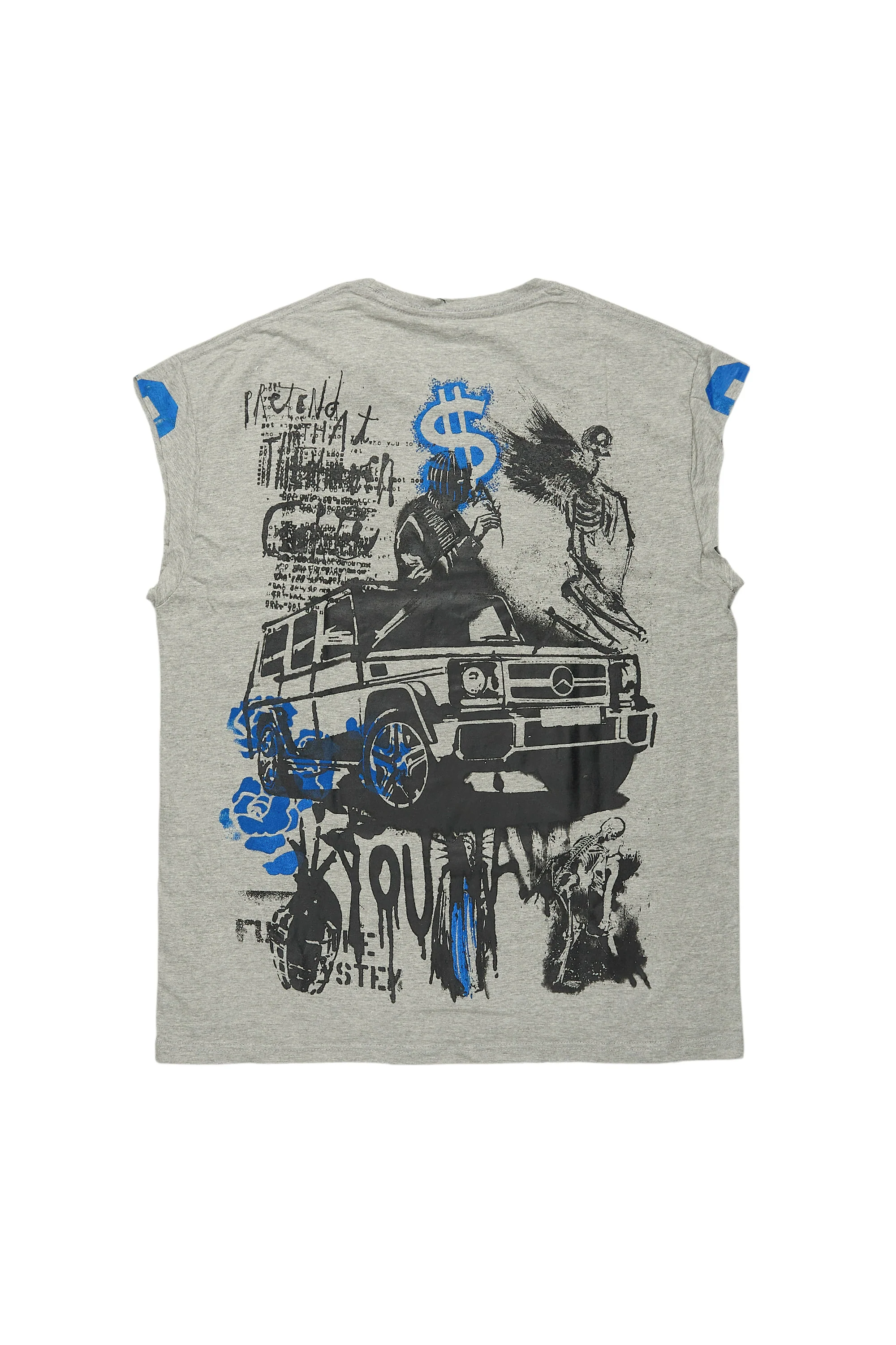 Grill Heather Grey Graphic Muscle T-Shirt - Image 9