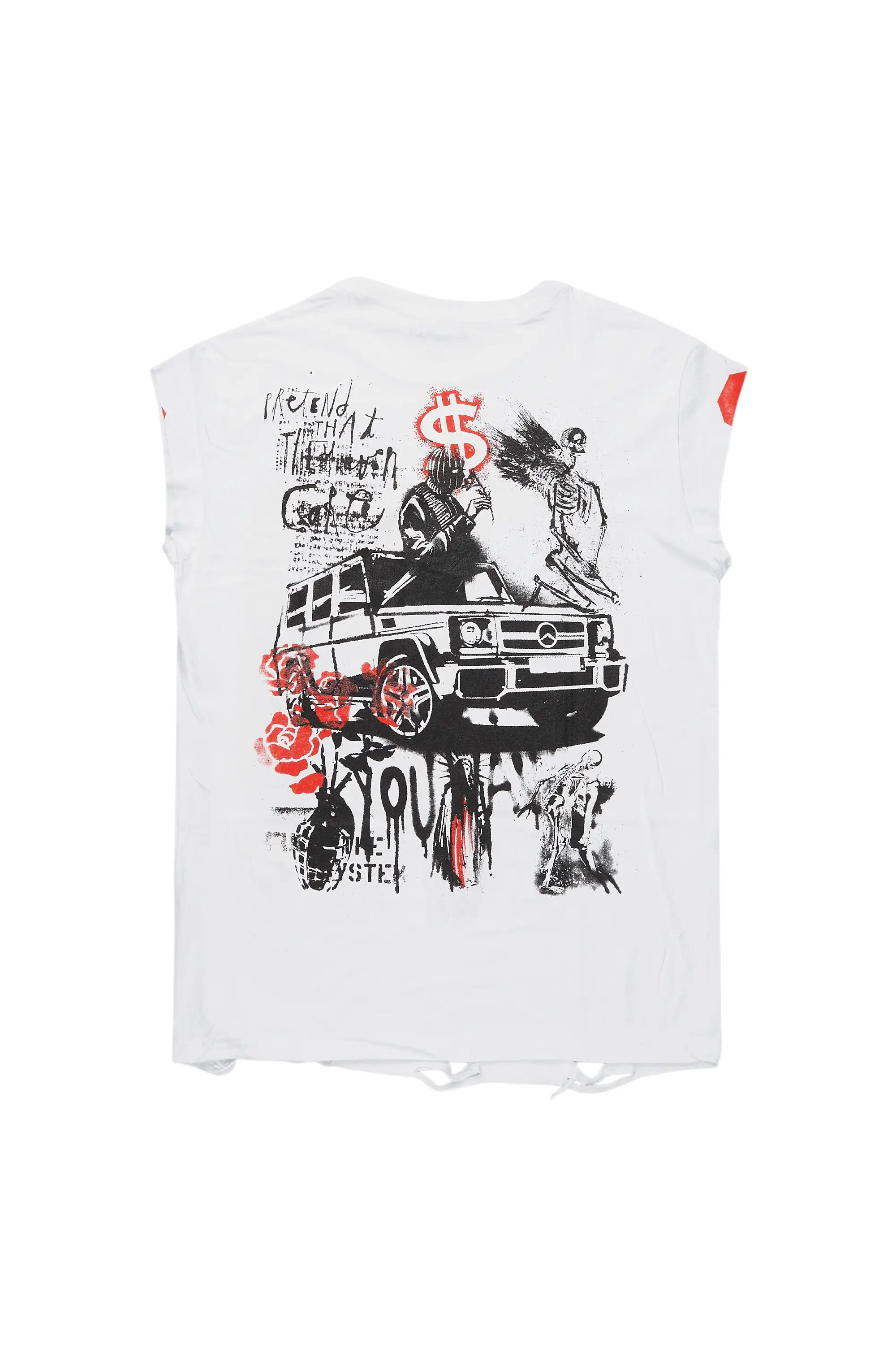 Grill White Graphic Muscle T-Shirt - Image 3