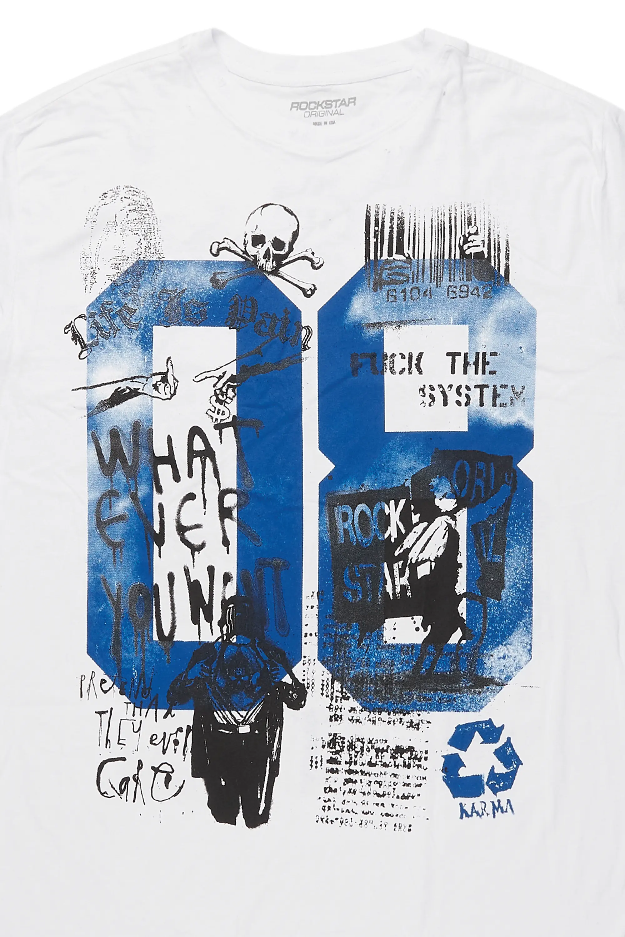 Grill White/Blue Graphic Muscle T-Shirt - Image 2