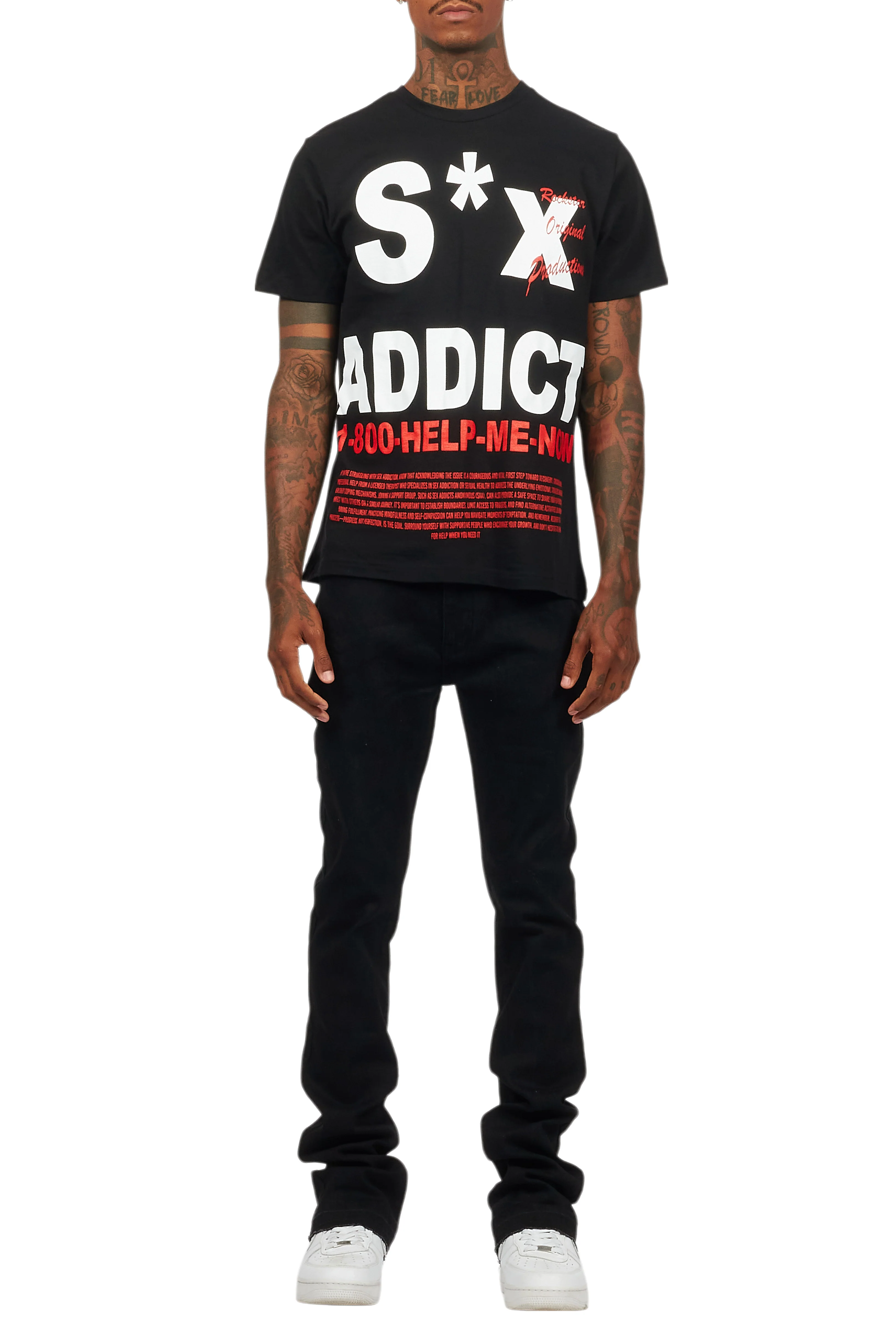 Addict Black Graphic T-Shirt - Image 9