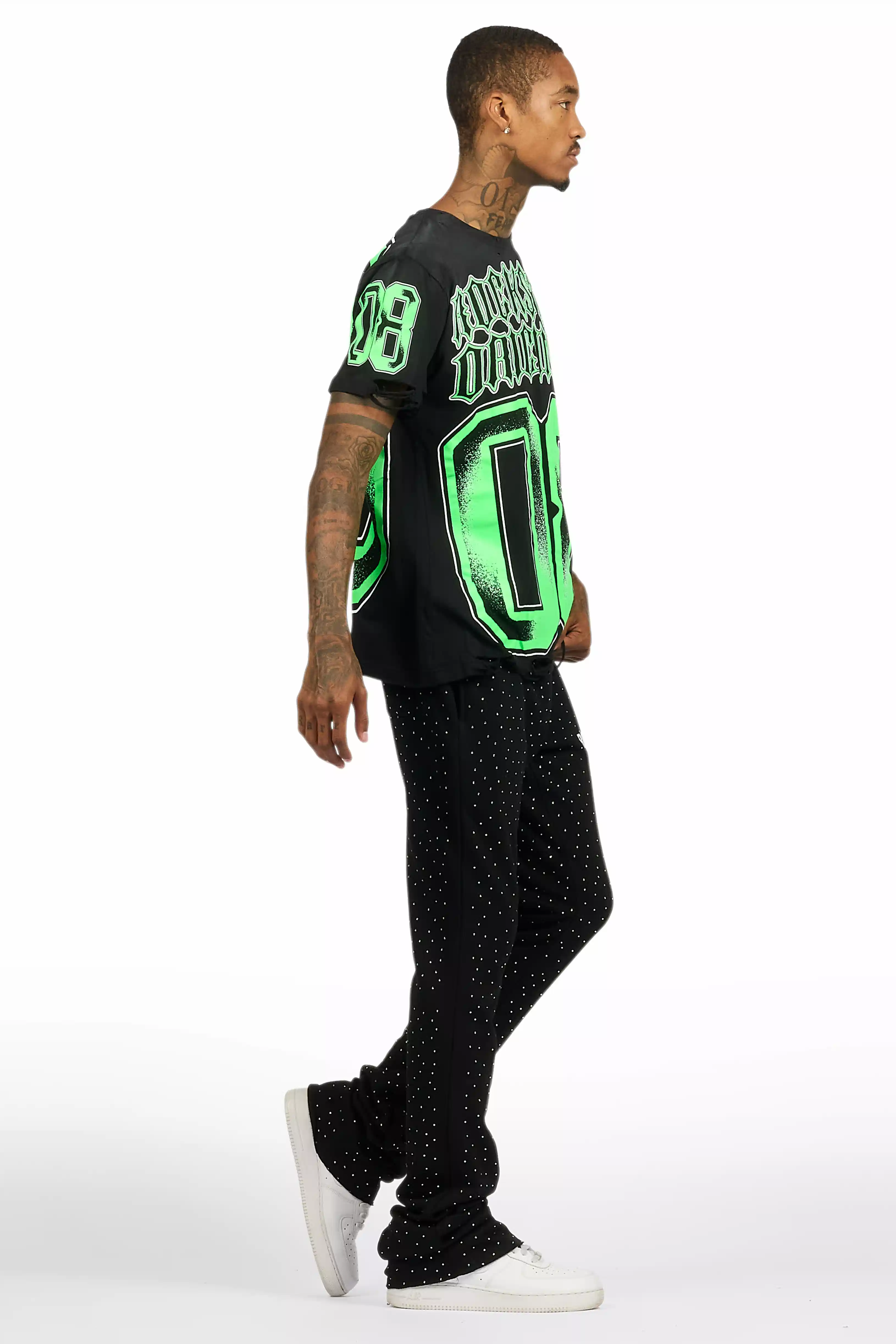 Alim Black/Green Oversized Graphic T-Shirt - Image 4