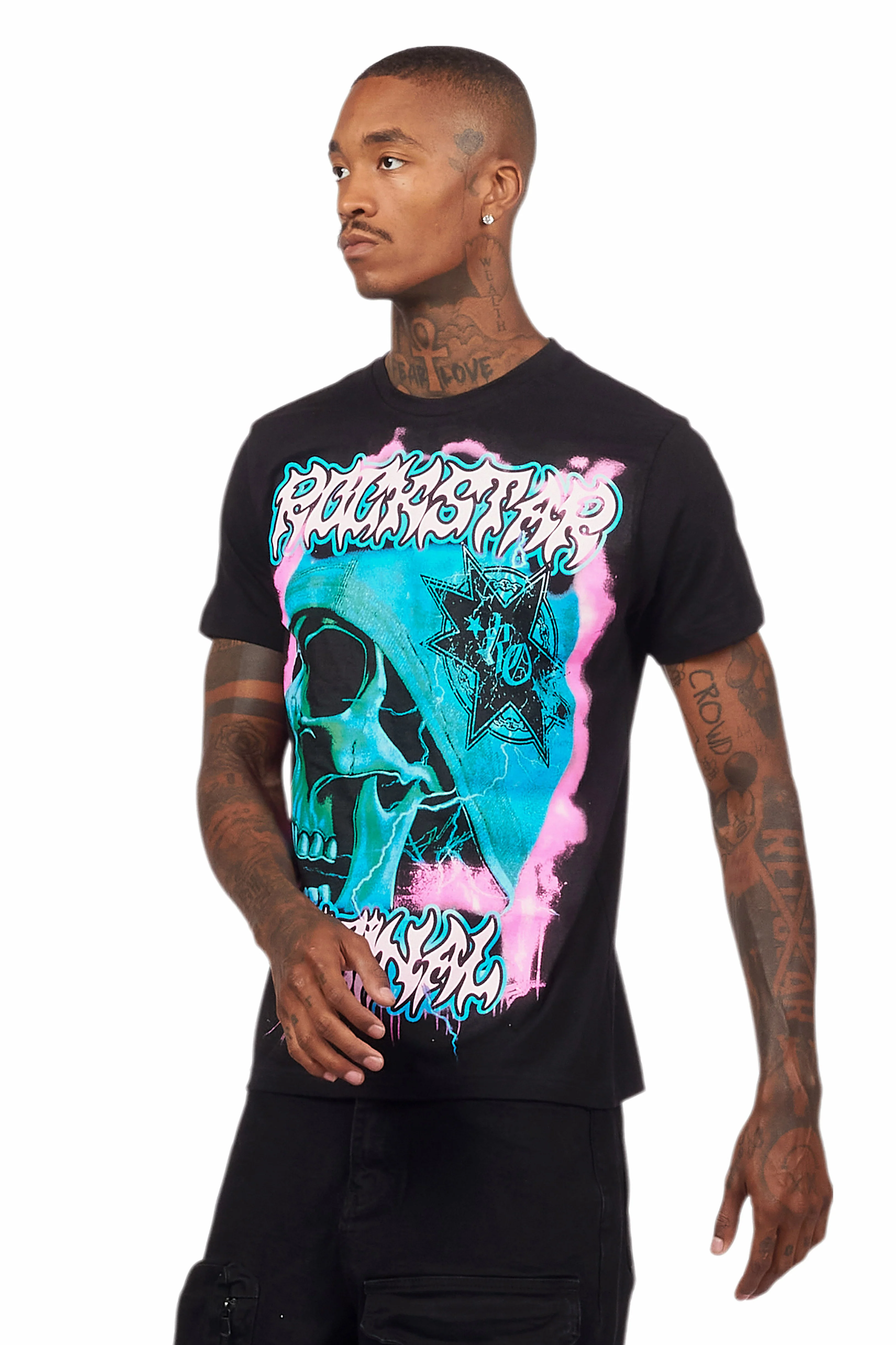 Omari Black Graphic T-Shirt - Image 7