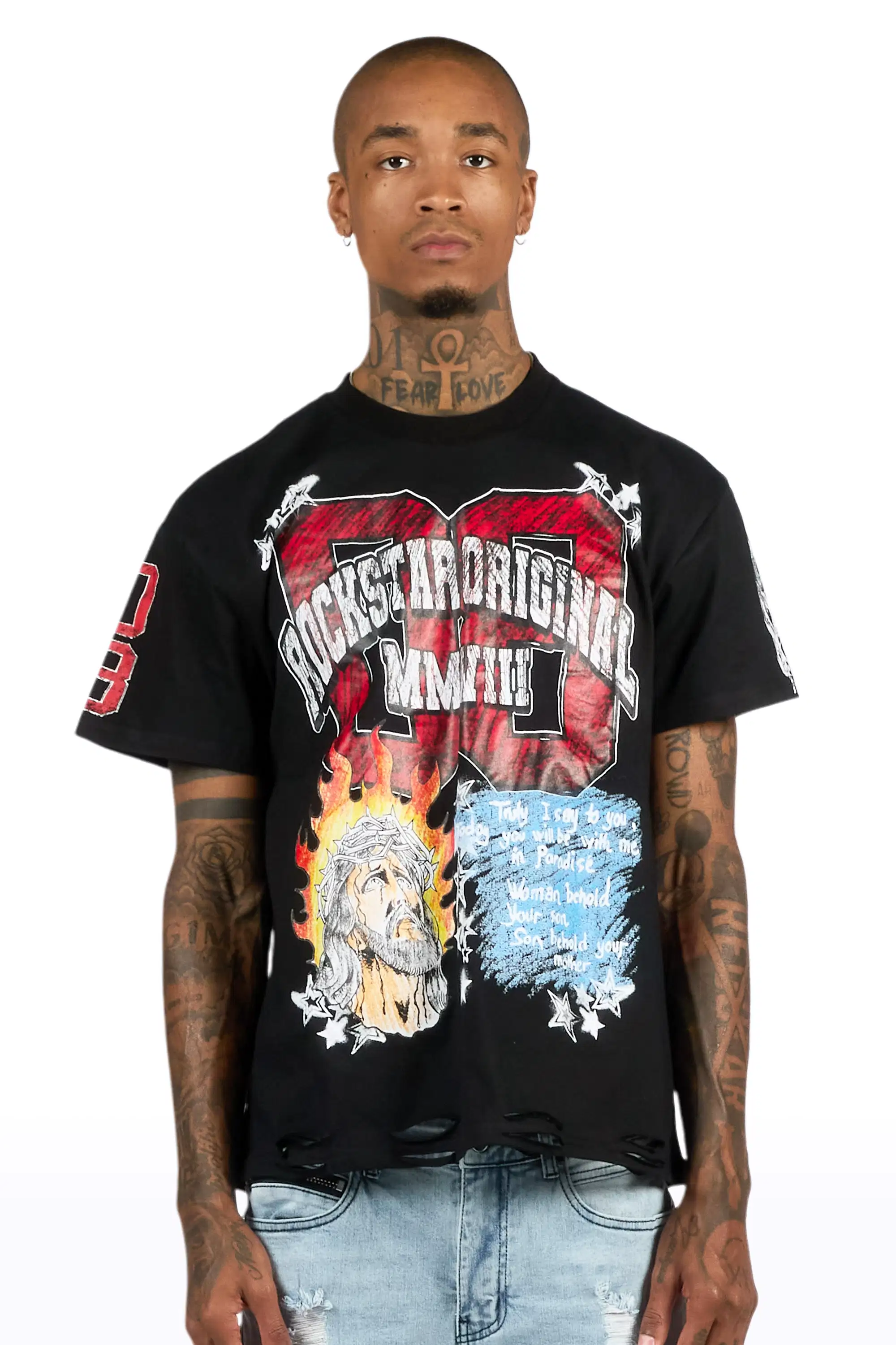 Jesus Black/Red Oversized Graphic T-Shirt - Image 2