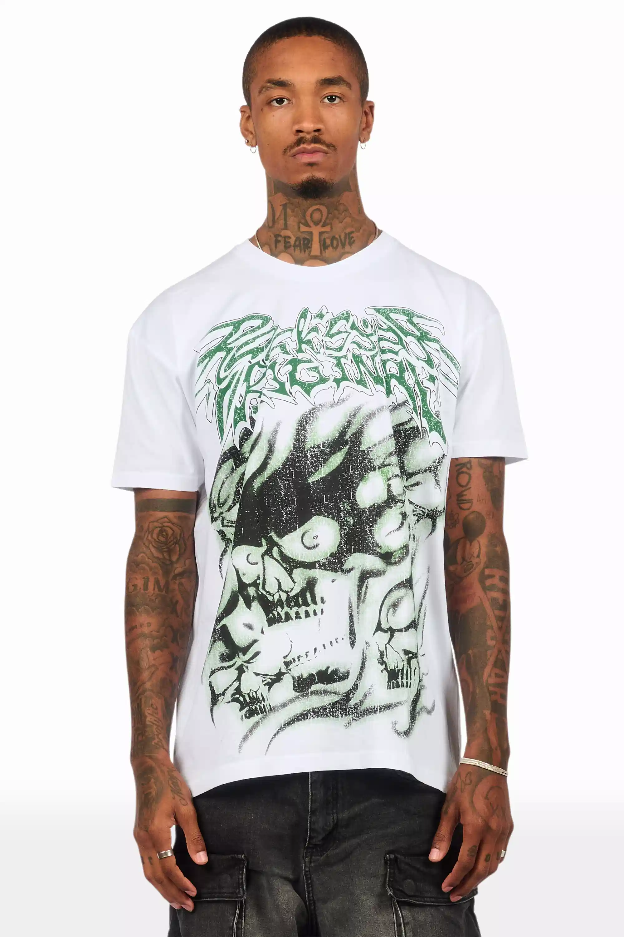 Schtupp White Oversized Graphic T-Shirt - Image 4