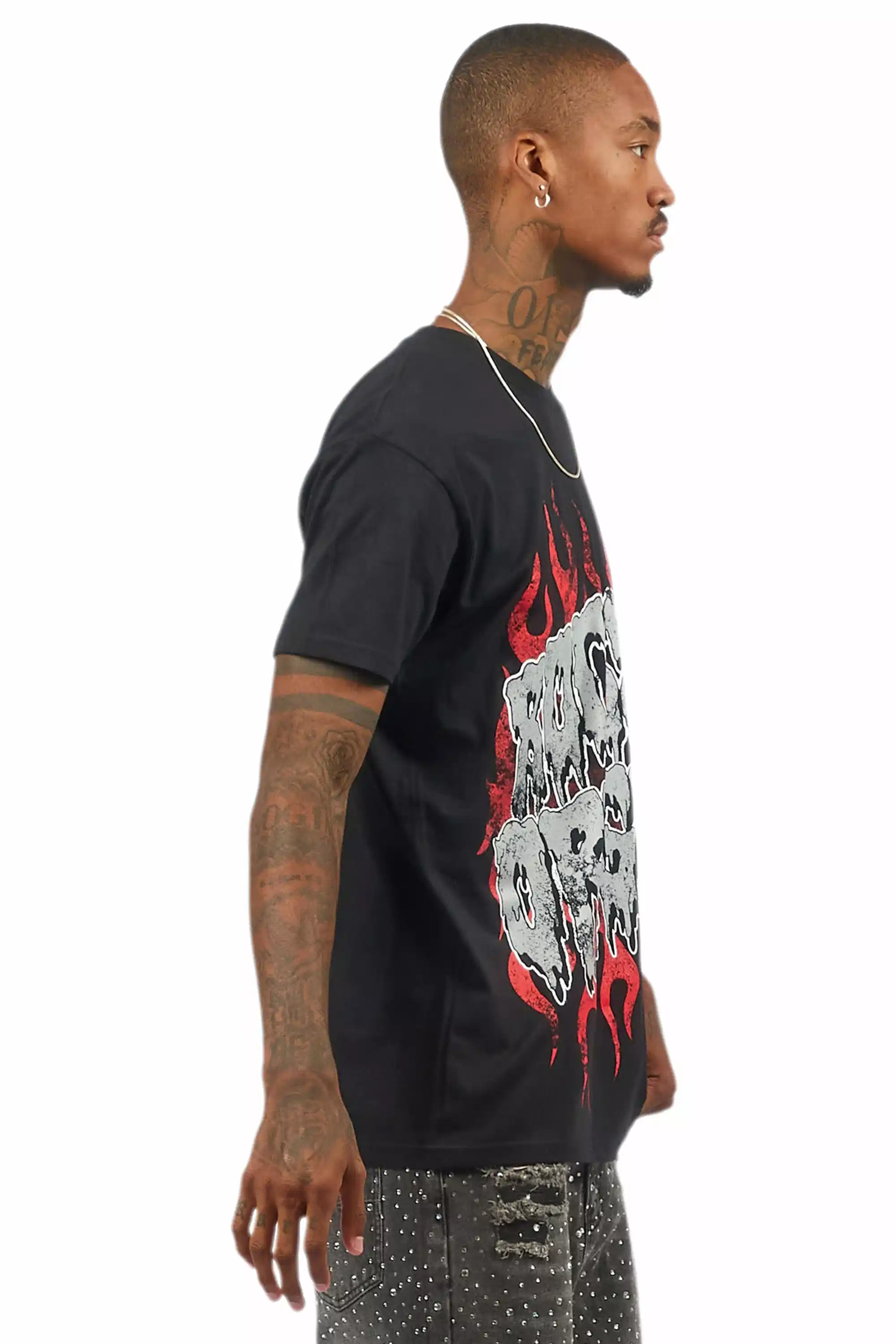 Kaelonix Black Oversized Graphic T-Shirt - Image 4