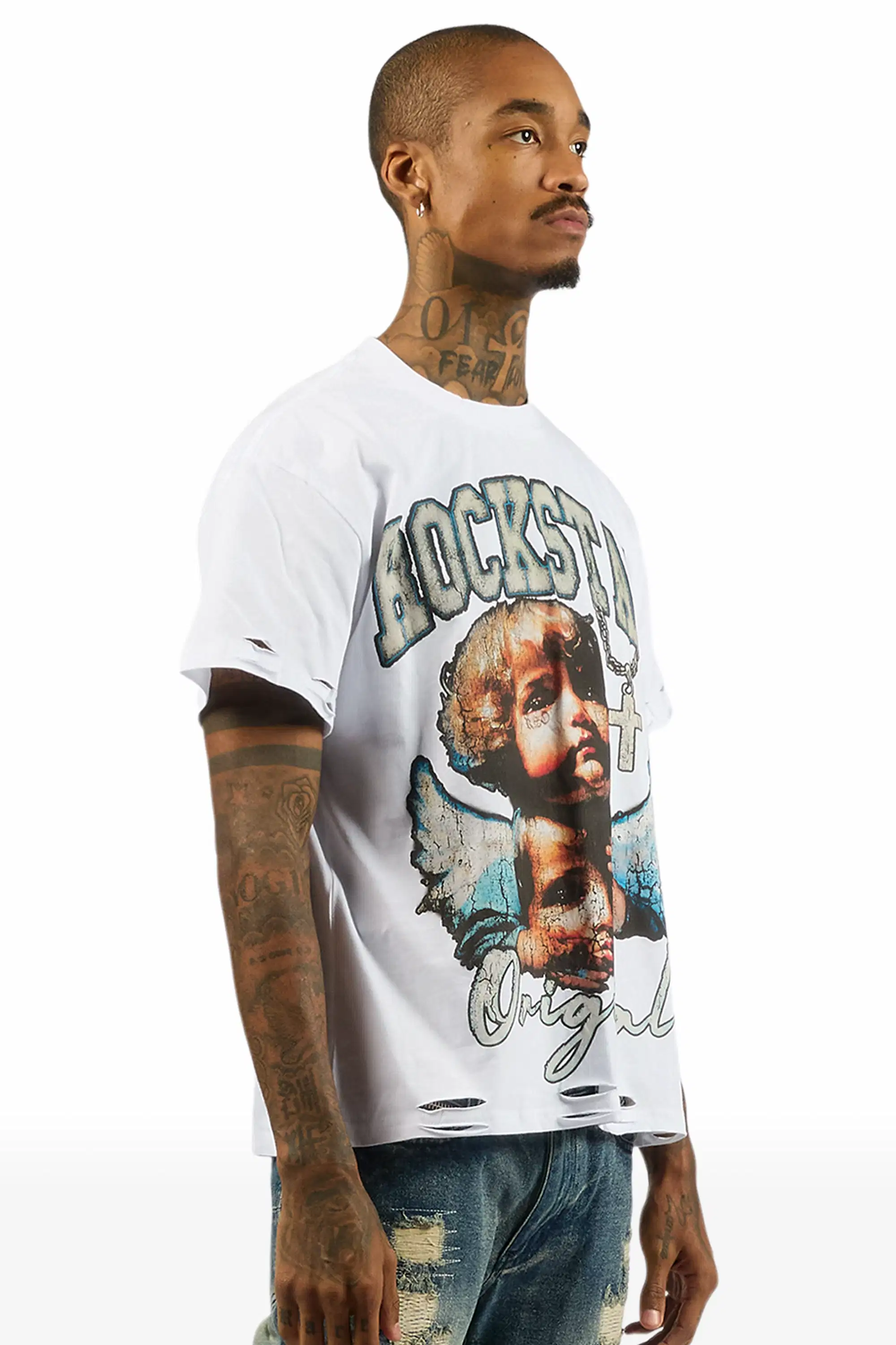 Dieter White Oversized Graphic T-Shirt - Image 4