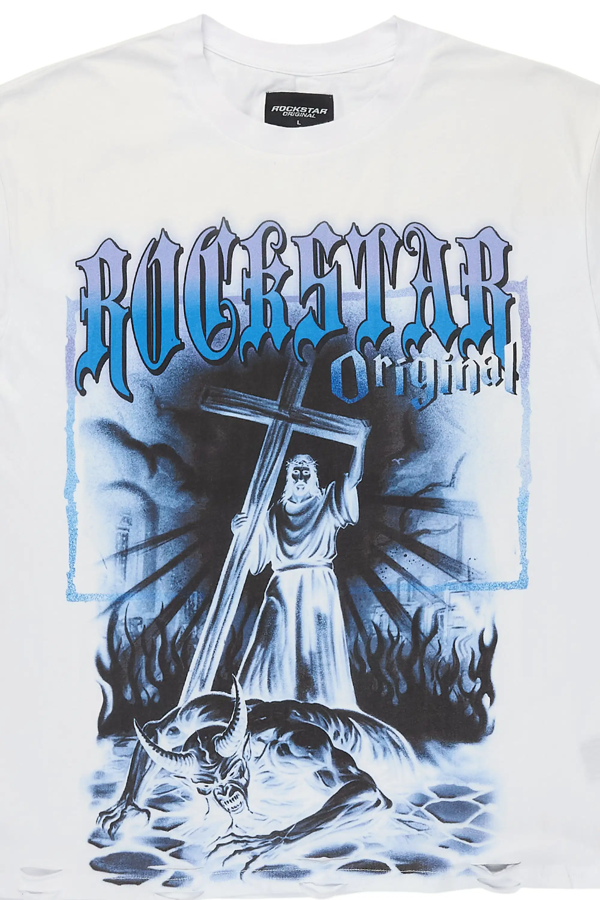 Renzo White Oversized Graphic T-Shirt - Image 5