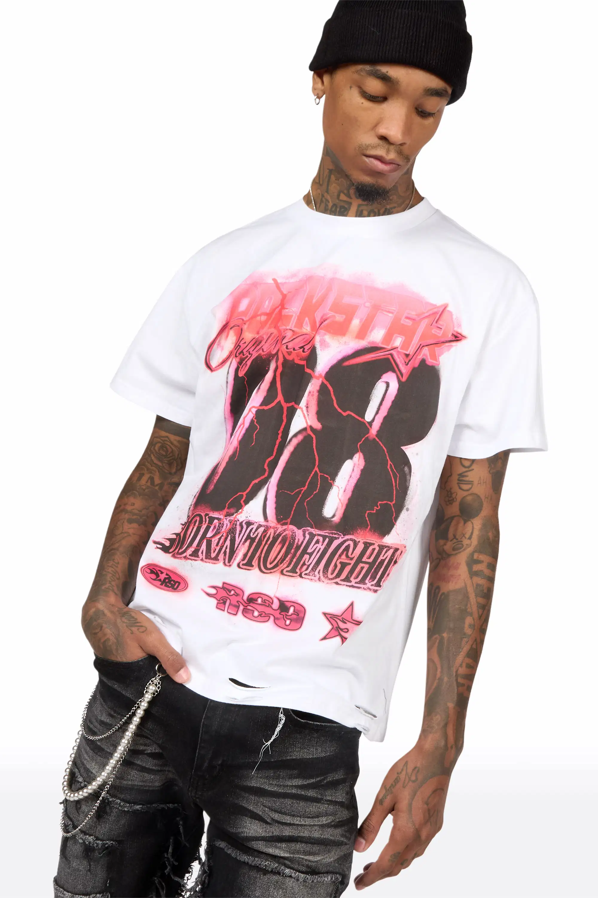Vaelox White Oversized Graphic T-Shirt - Image 4