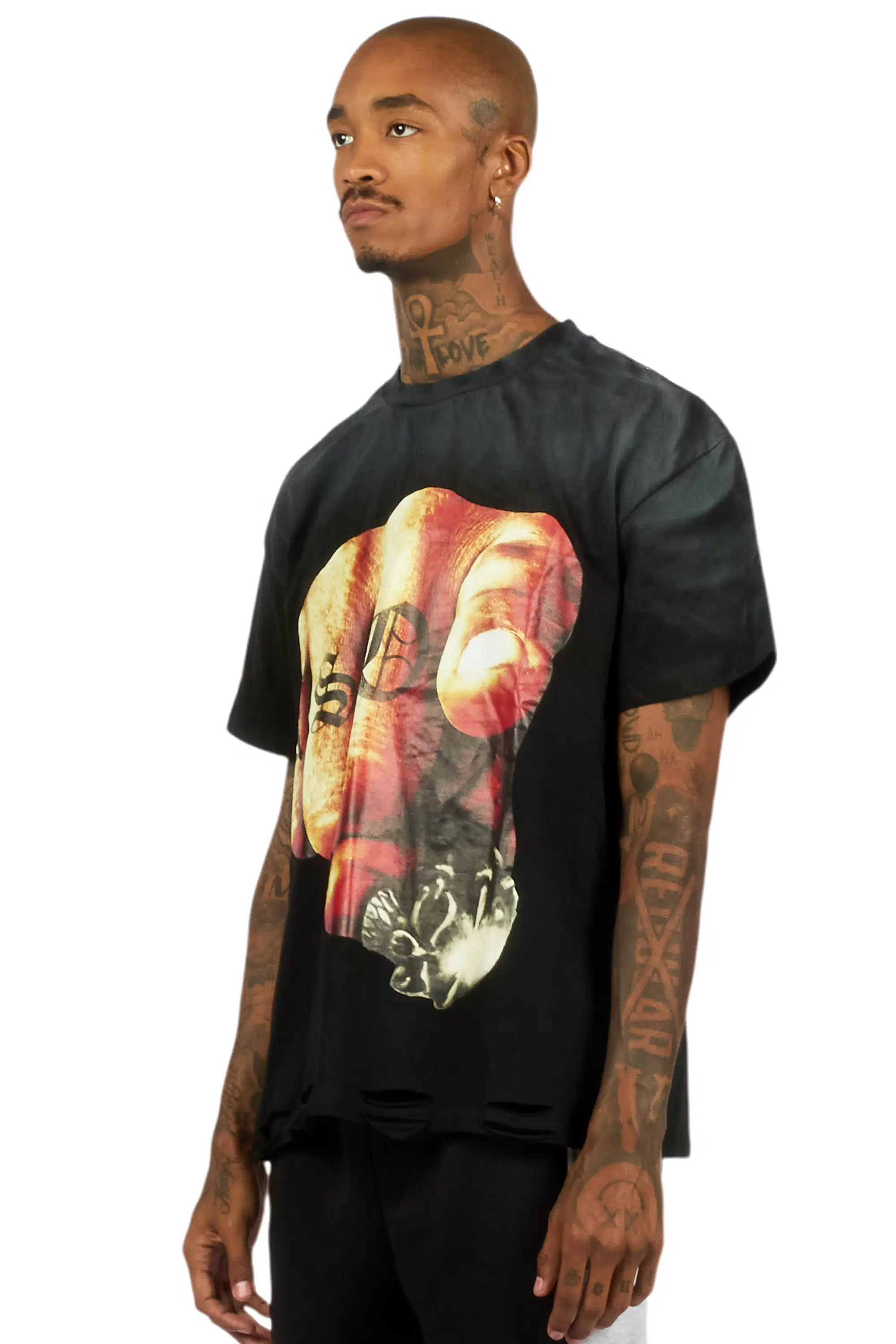 Xayon Black Oversized Graphic T-Shirt - Image 5