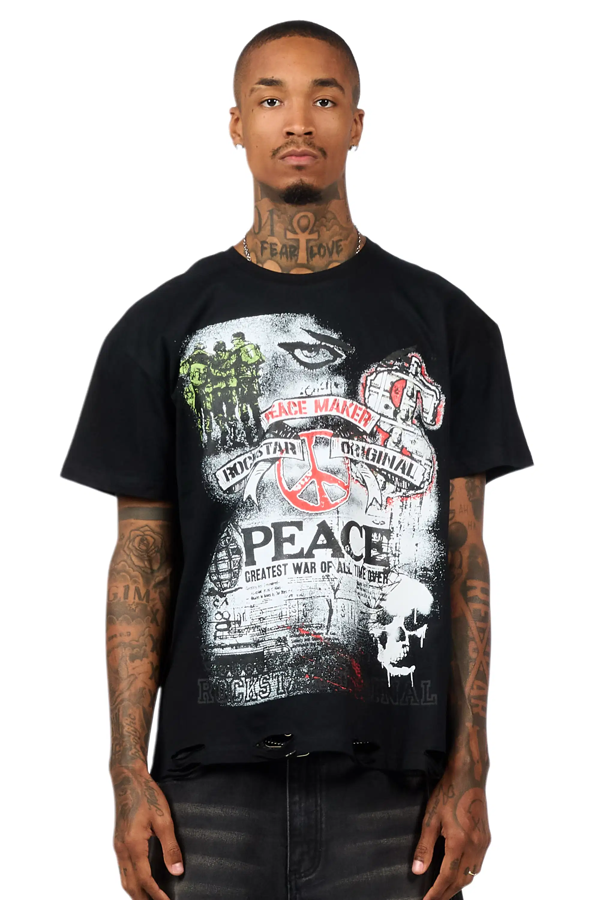 Saeko Black Oversized Graphic T-Shirt - Image 2