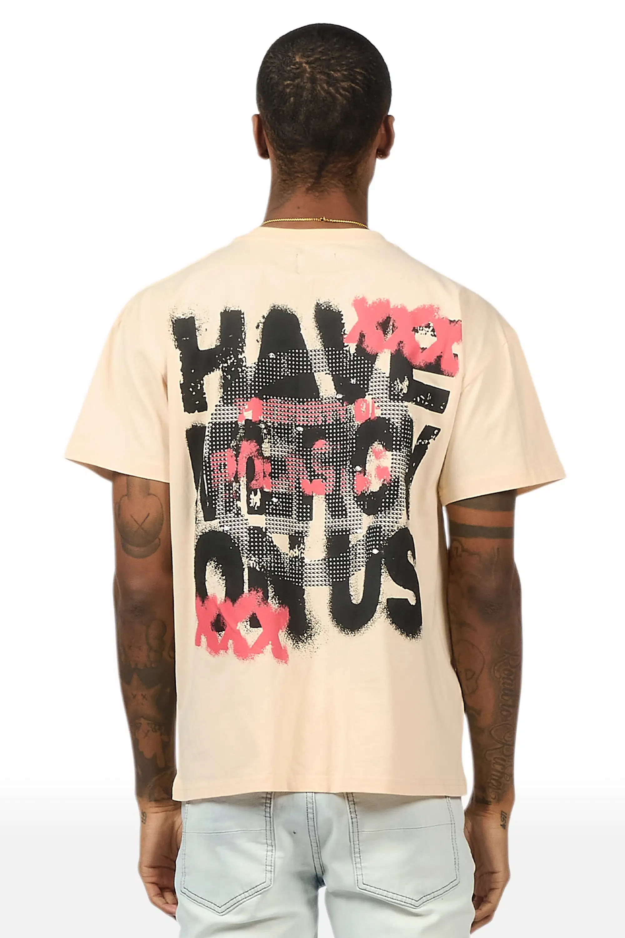 Kyo Beige Oversized Graphic T-Shirt - Image 3