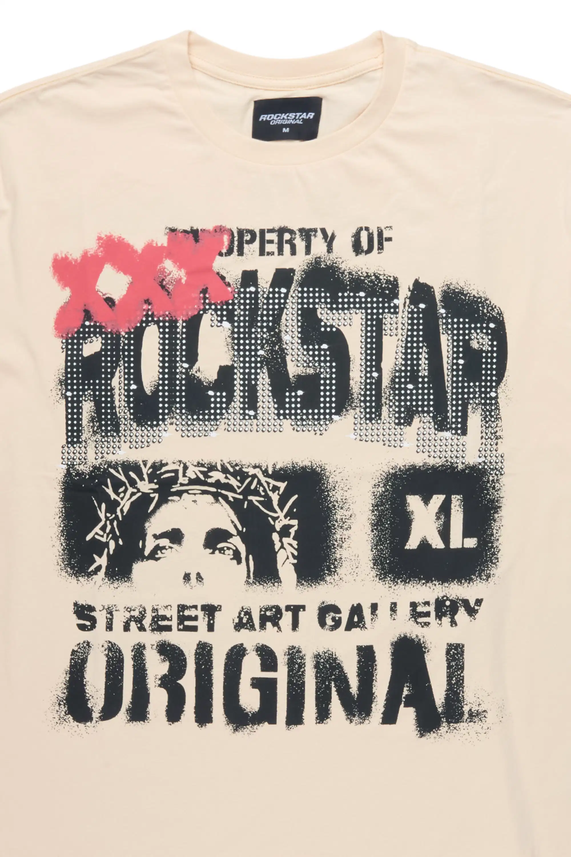 Kyo Beige Oversized Graphic T-Shirt - Image 7
