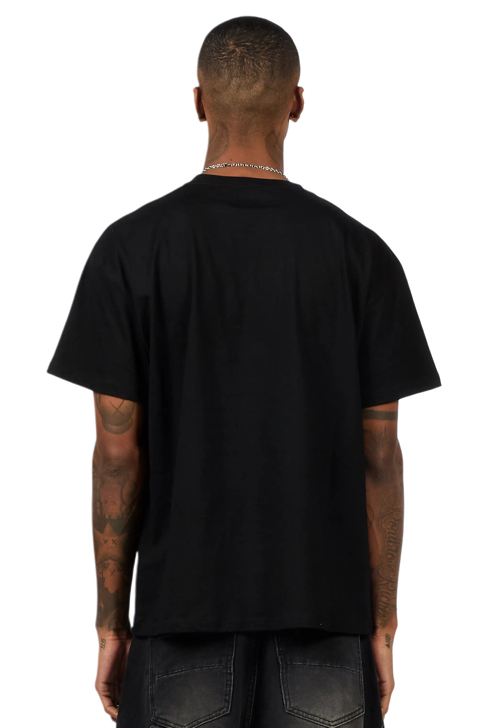 Supper Sketch Black Oversized Graphic T-Shirt - Image 4
