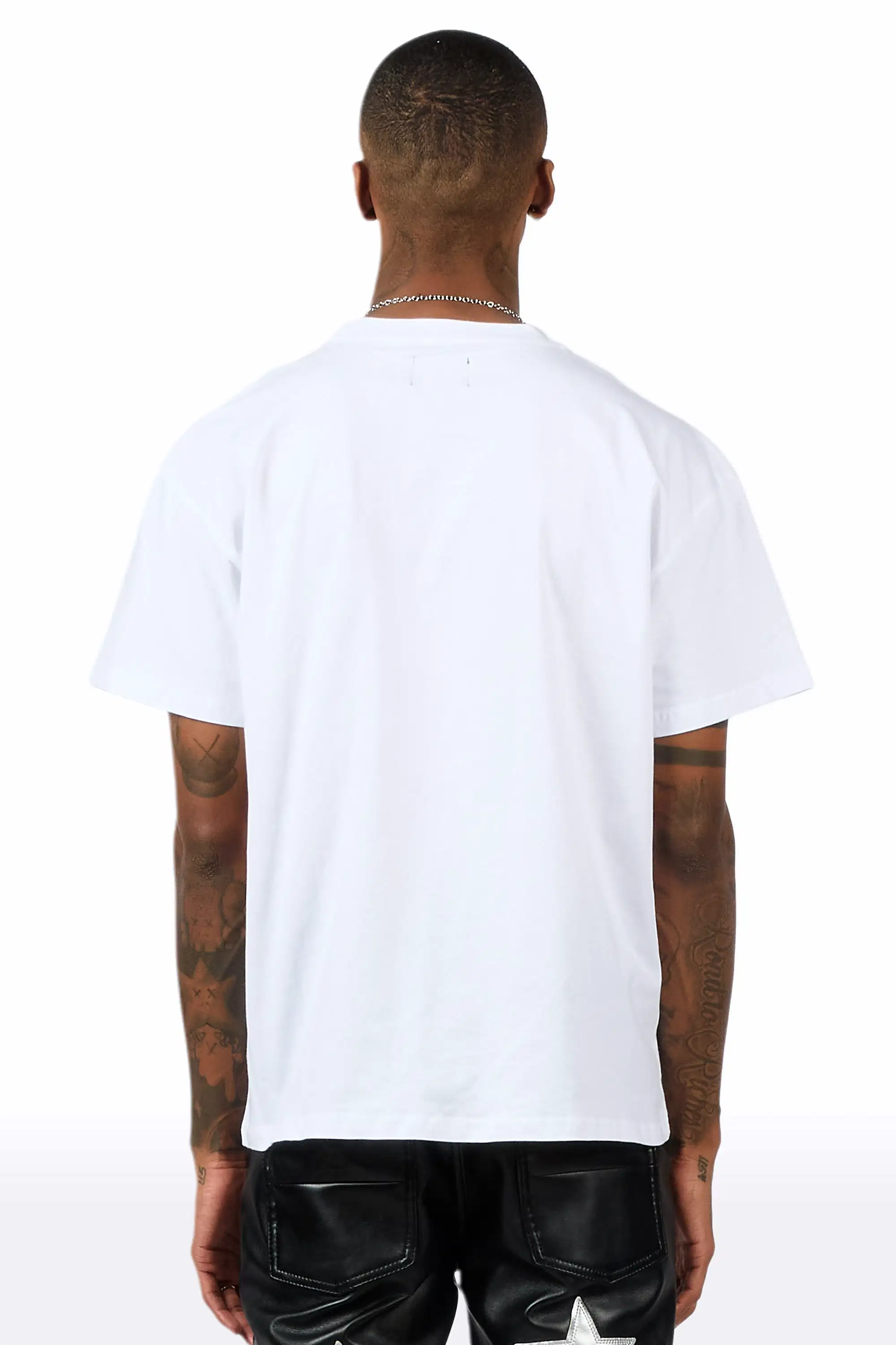 Supper Sketch White Oversized Graphic T-Shirt - Image 4