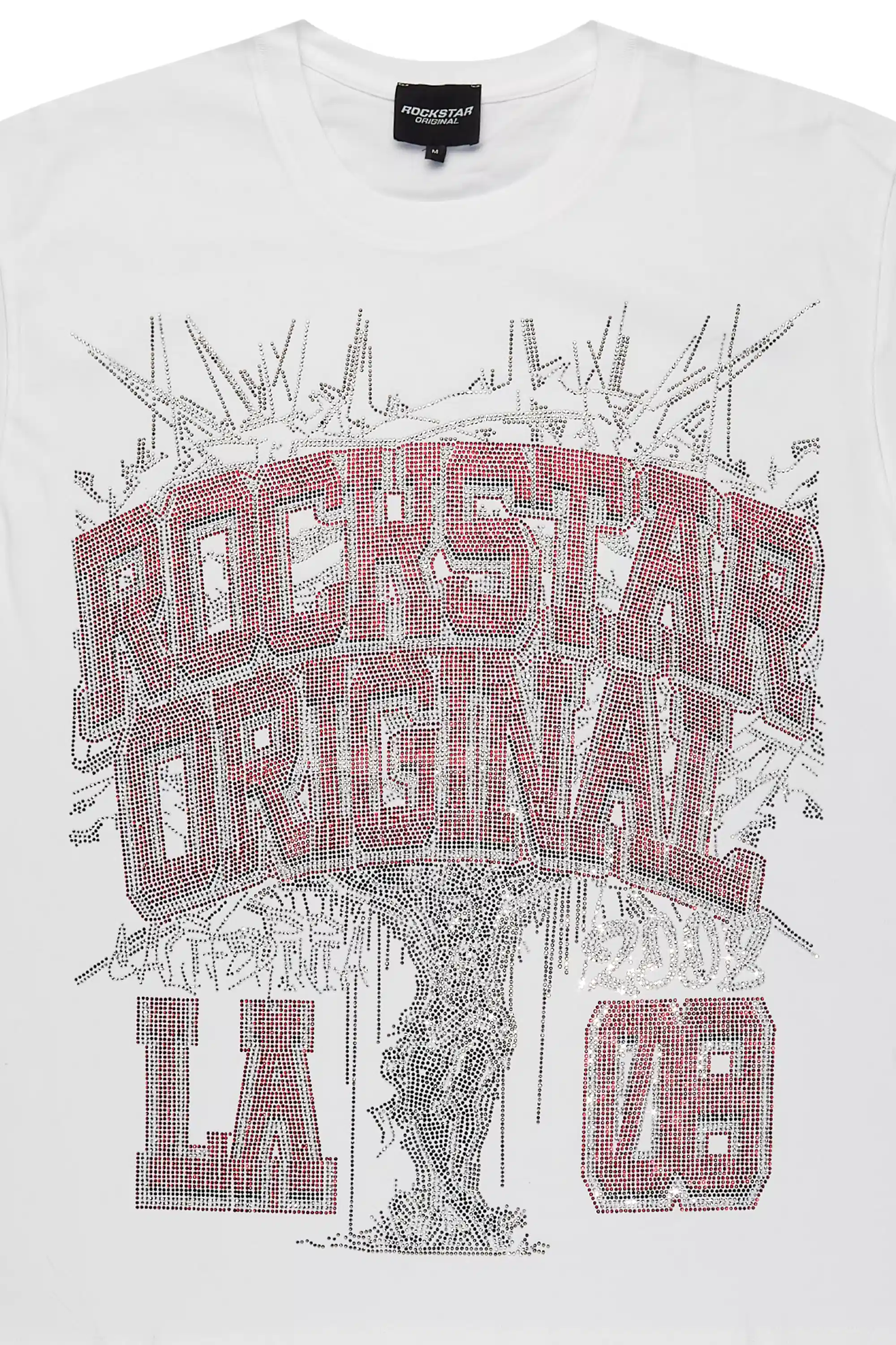 Oryn White Graphic Rhinestone T-Shirt - Image 2